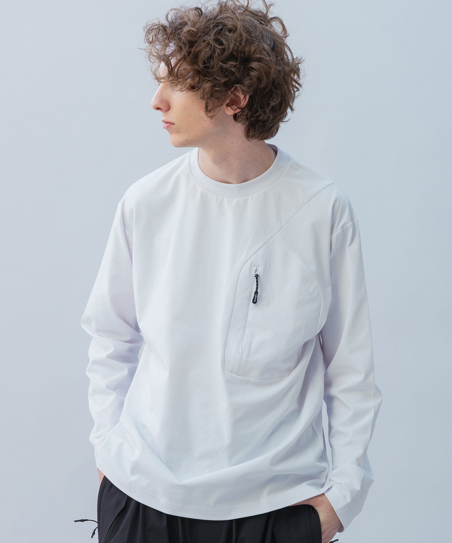 HIDDEN ZIP POCKET LONG SLEEVE TEE / コンシールファスナーポケット