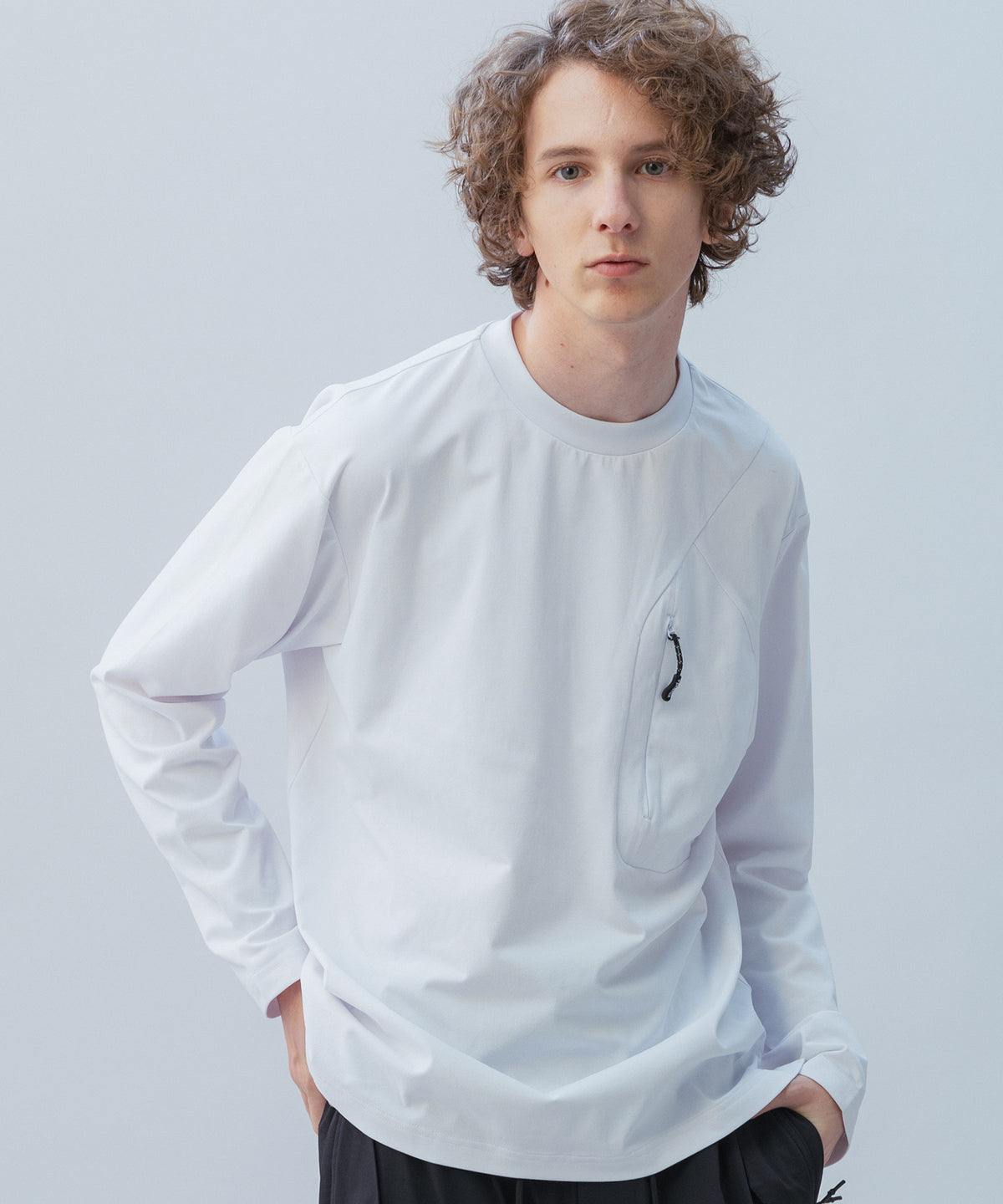 HIDDEN ZIP POCKET LONG SLEEVE TEE / コンシールファスナーポケット ロングスリーブTシャツ
