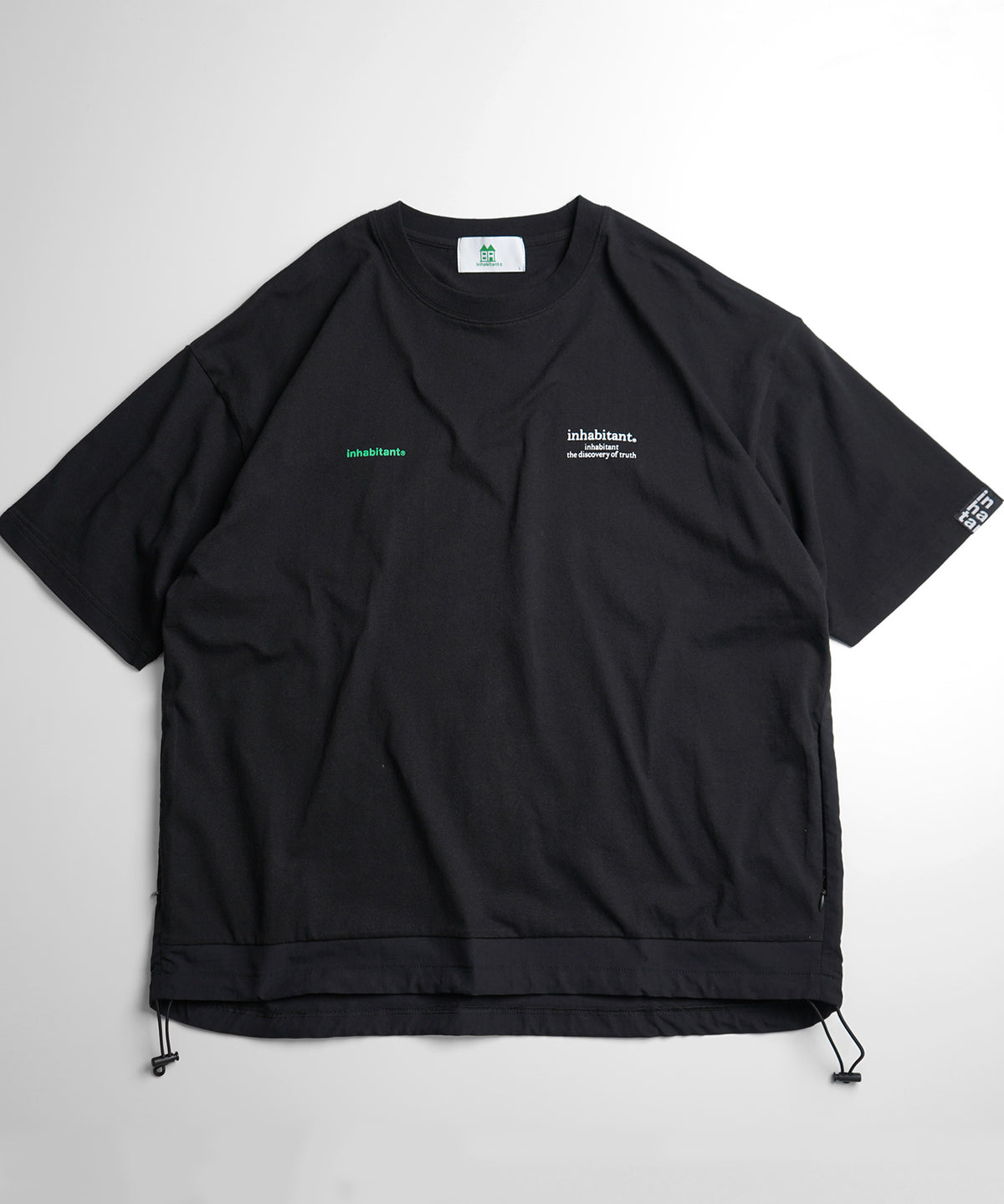 【MENS】ビッグシルエット フロントプリント 切替 半袖ドロストTシャツ /inhabitant(インハビタント)