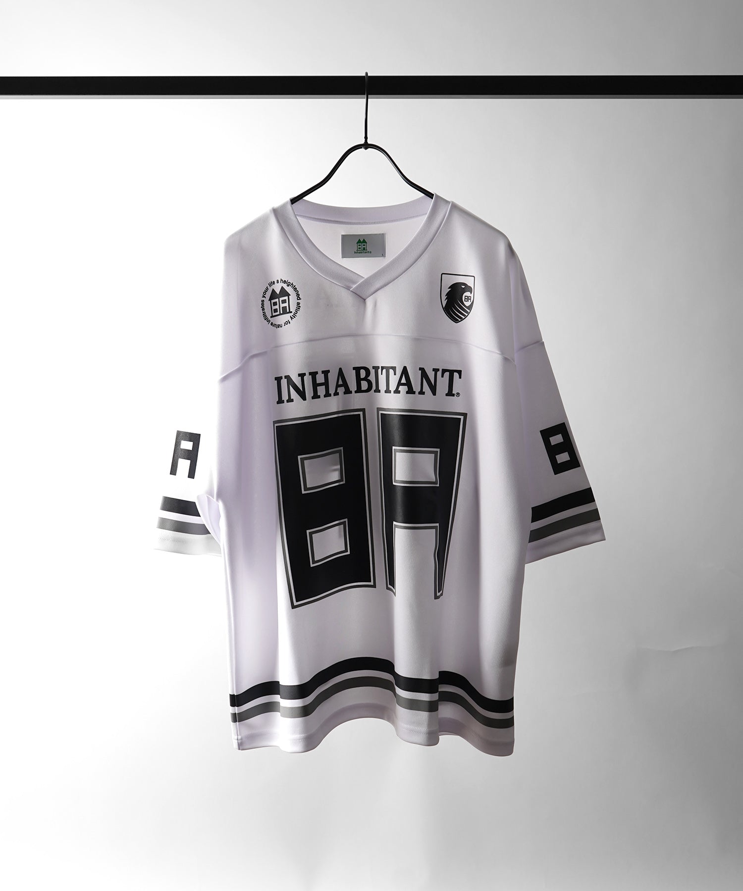 【MENS】ビッグシルエット フロントナンバリングプリント 半袖フットボールTシャツ /inhabitant(インハビタント)