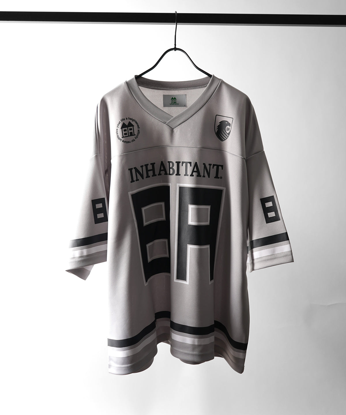 【MENS】ビッグシルエット フロントナンバリングプリント 半袖フットボールTシャツ /inhabitant(インハビタント)