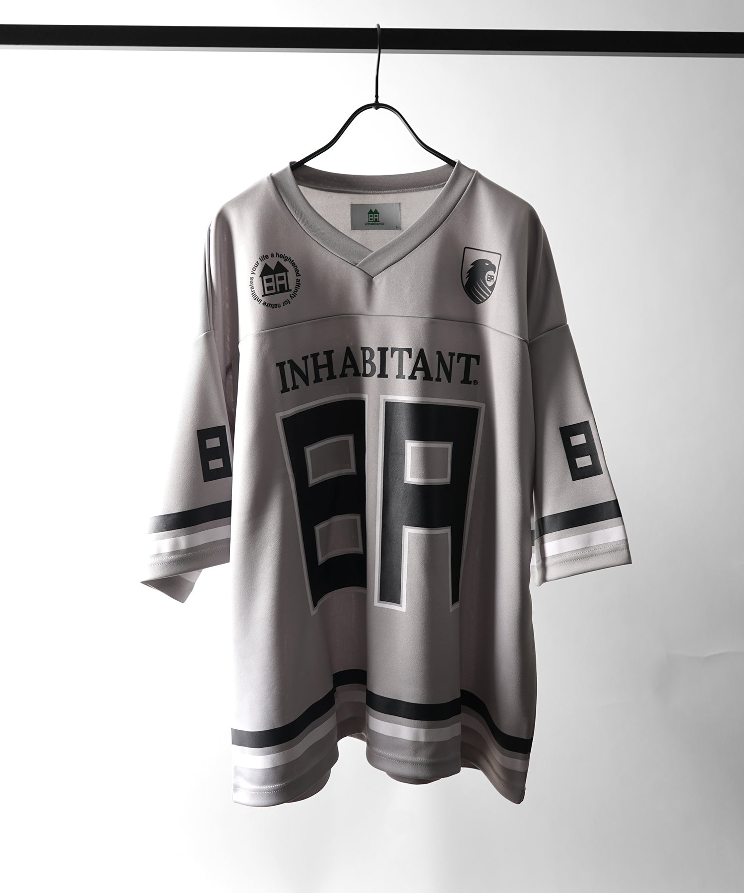 【MENS】ビッグシルエット フロントナンバリングプリント 半袖フットボールTシャツ /inhabitant(インハビタント)