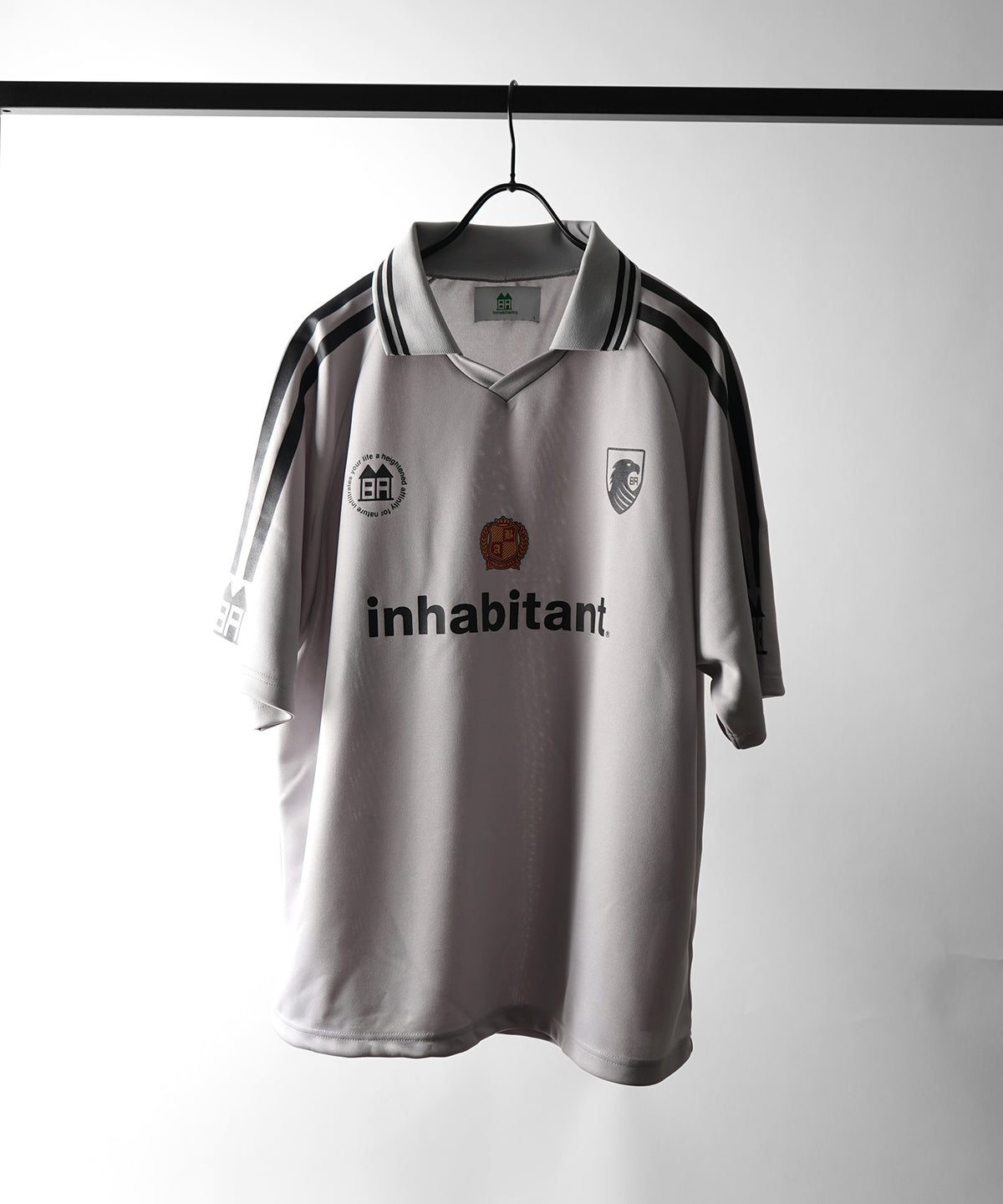 【MENS】ビッグシルエット ユニフォームライク 半袖サッカーTシャツ /inhabitant(インハビタント)
