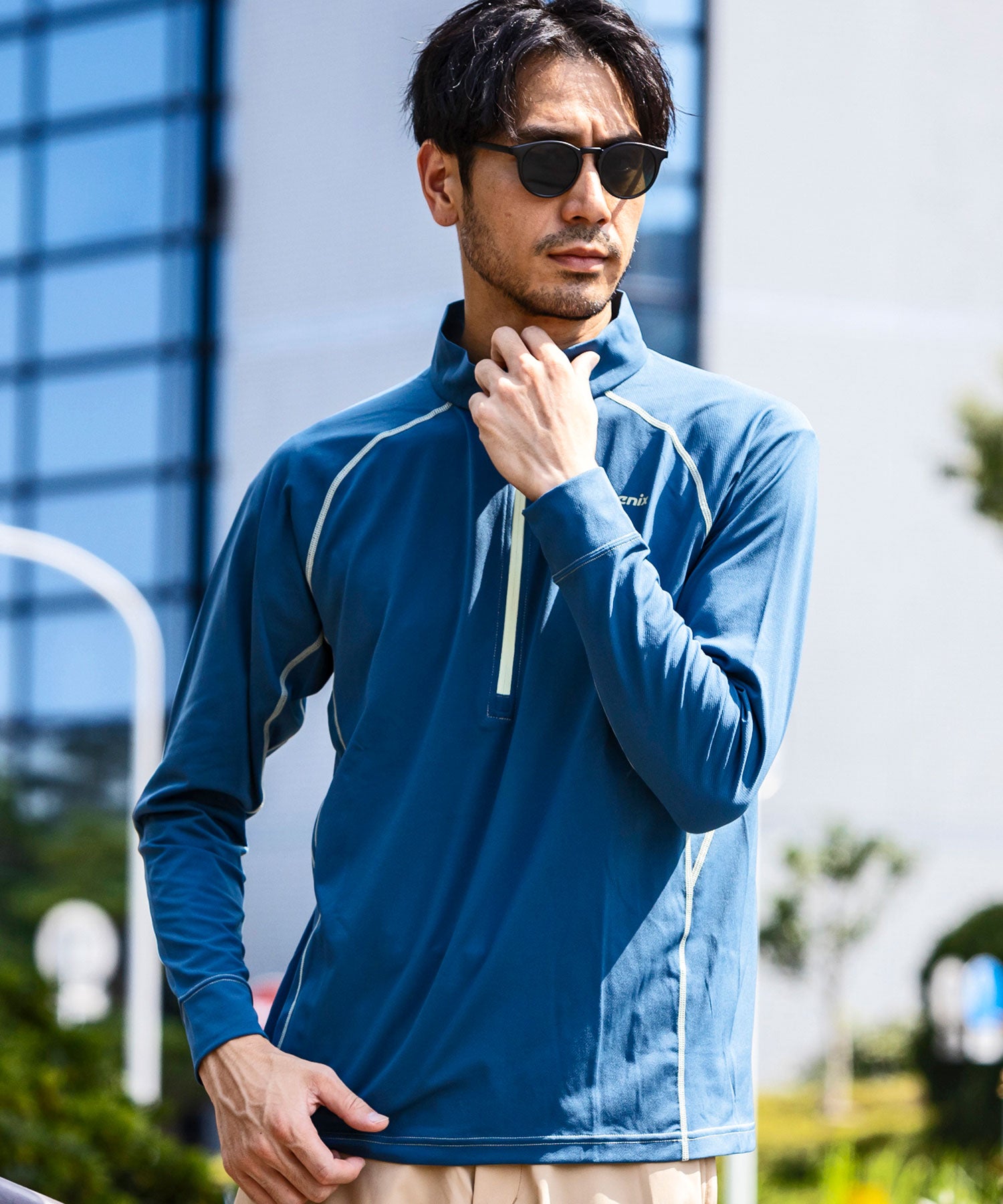 【MENS】HALF ZIP LONG SLEEVE T-SHIRTS ハーフジップ長袖Tシャツ / 速乾 ストレッチ 快適 抗菌 防臭 /phenix outdoor(フェニックスアウトドア)