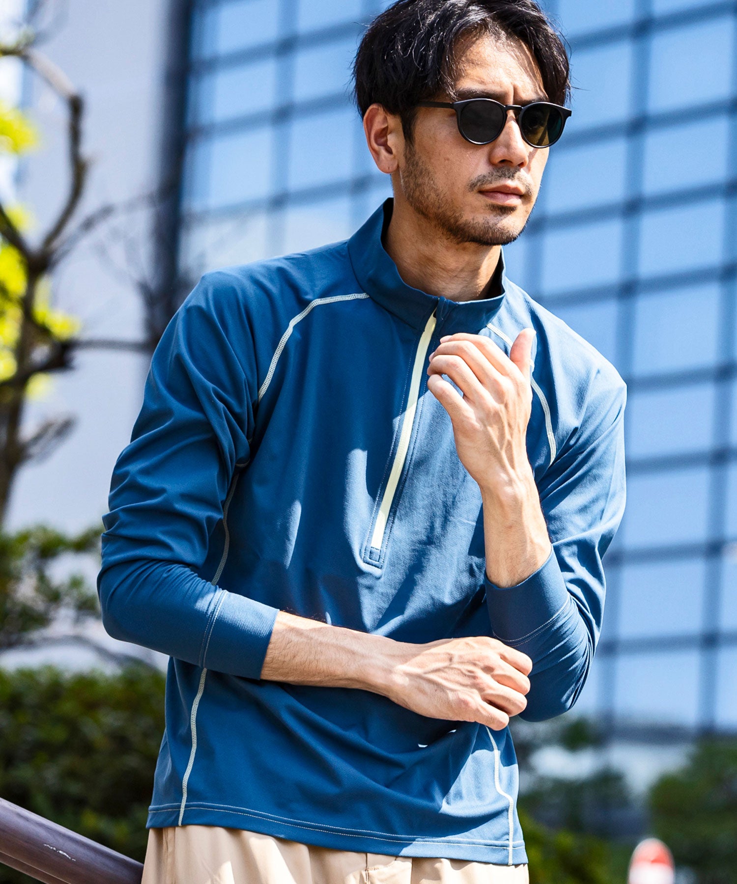 【MENS】HALF ZIP LONG SLEEVE T-SHIRTS ハーフジップ長袖Tシャツ / 速乾 ストレッチ 快適 抗菌 防臭 /phenix outdoor(フェニックスアウトドア)