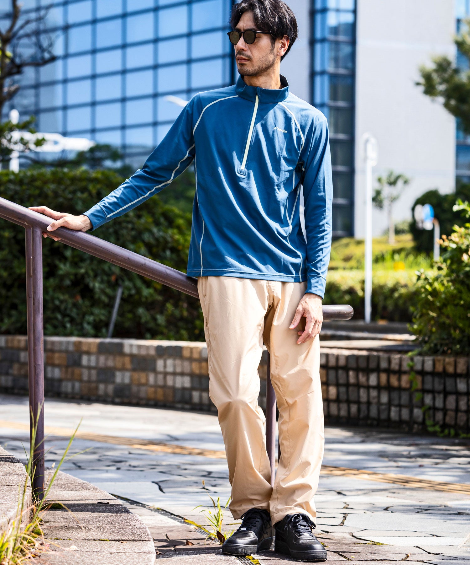 【MENS】HALF ZIP LONG SLEEVE T-SHIRTS ハーフジップ長袖Tシャツ / 速乾 ストレッチ 快適 抗菌 防臭 /phenix outdoor(フェニックスアウトドア)