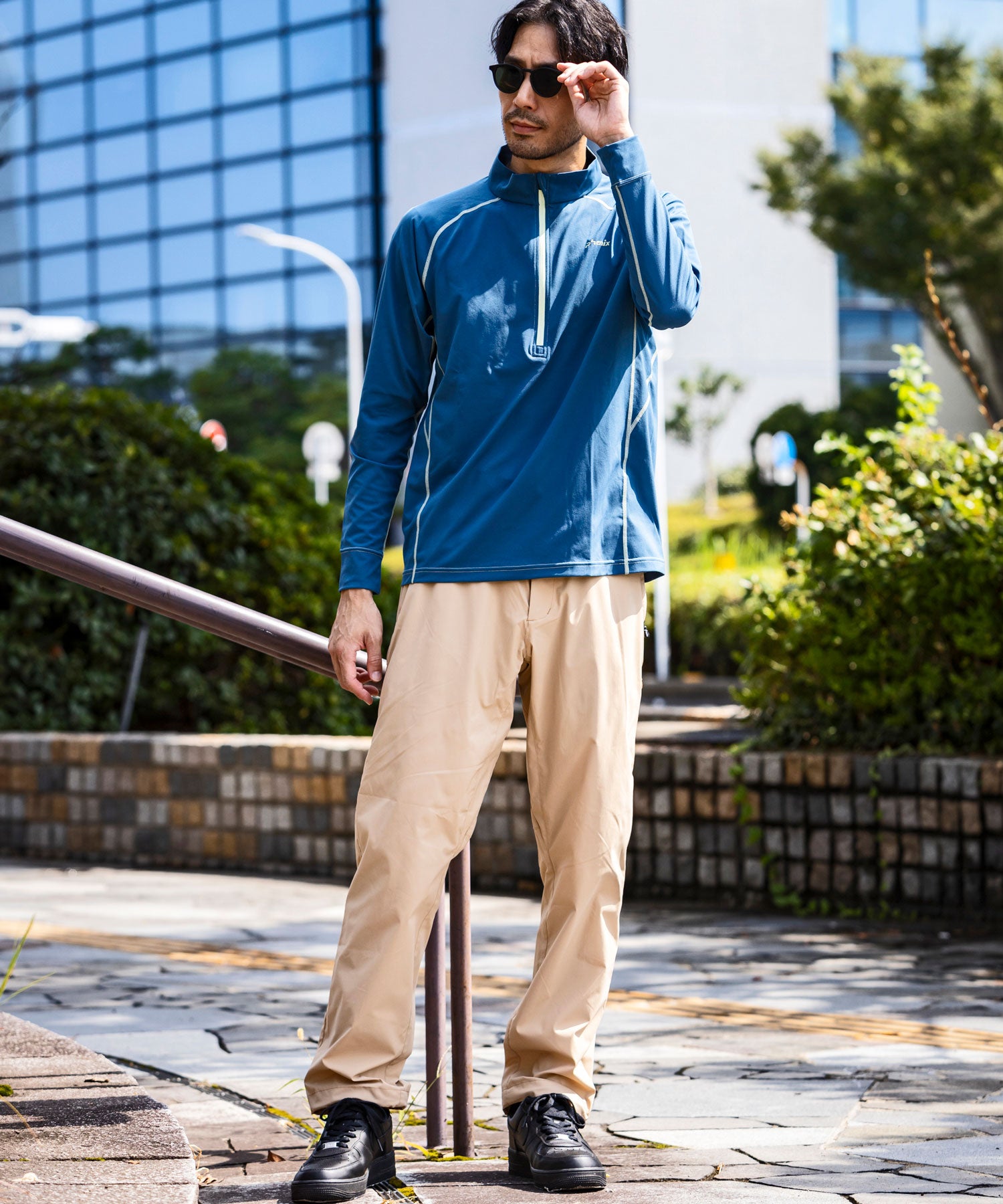 【MENS】HALF ZIP LONG SLEEVE T-SHIRTS ハーフジップ長袖Tシャツ / 速乾 ストレッチ 快適 抗菌 防臭 /phenix outdoor(フェニックスアウトドア)