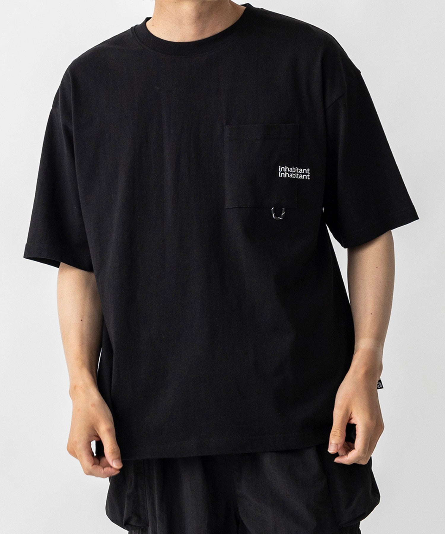 【MENS】ビッグシルエット ワンポイント刺繍 ポケット 半袖Tシャツ /inhabitant(インハビタント)