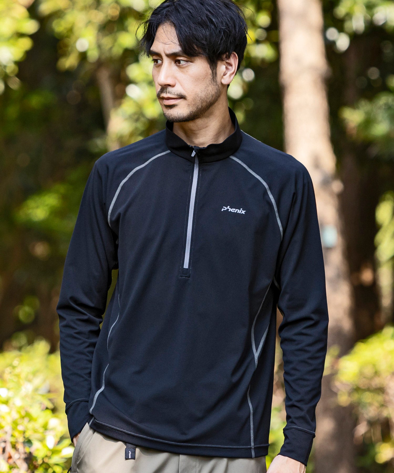 【MENS】HALF ZIP LONG SLEEVE T-SHIRTS ハーフジップ長袖Tシャツ / 速乾 ストレッチ 快適 抗菌 防臭 /phenix outdoor(フェニックスアウトドア)