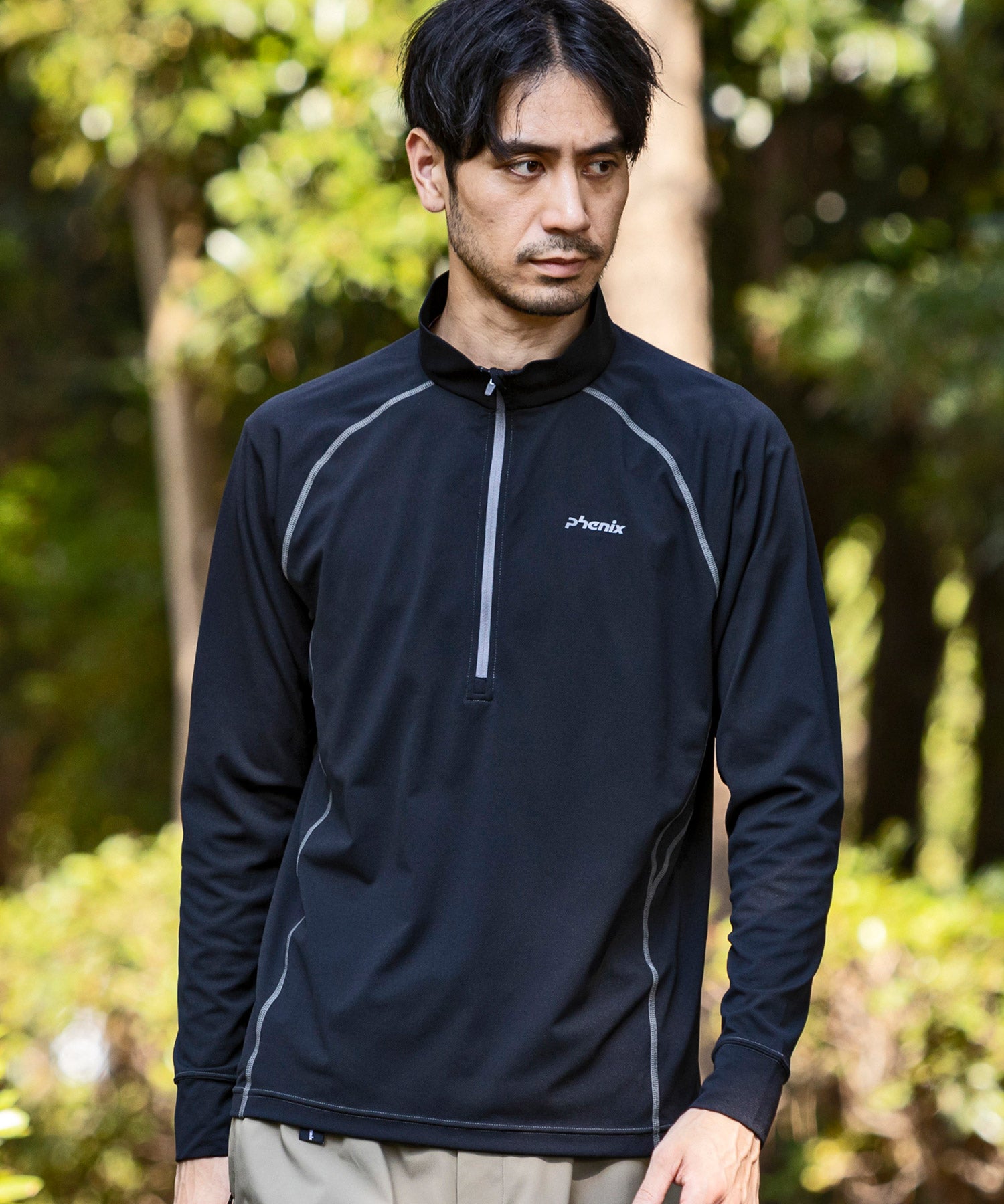 【MENS】HALF ZIP LONG SLEEVE T-SHIRTS ハーフジップ長袖Tシャツ / 速乾 ストレッチ 快適 抗菌 防臭 /phenix outdoor(フェニックスアウトドア)