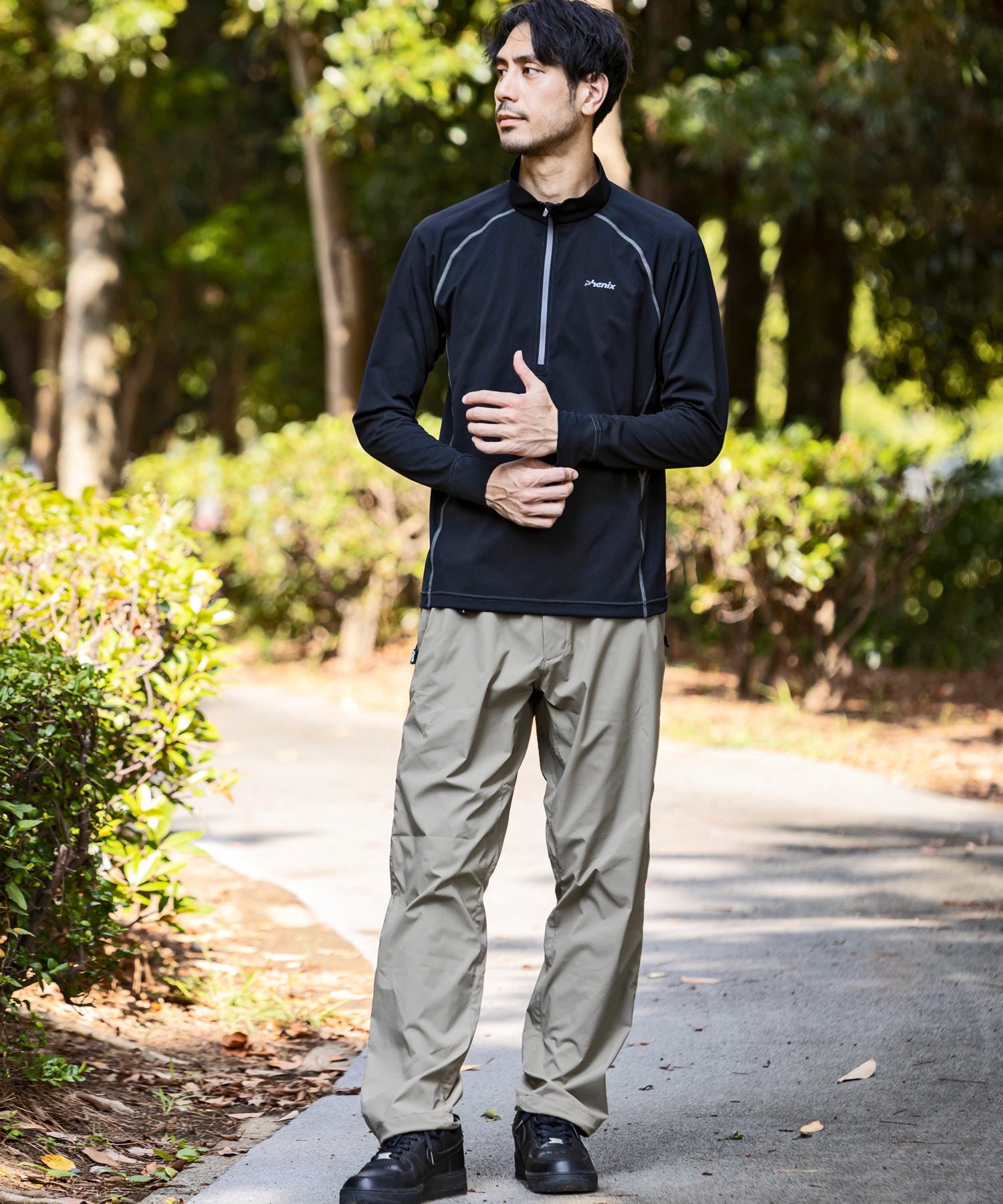 【MENS】HALF ZIP LONG SLEEVE T-SHIRTS ハーフジップ長袖Tシャツ / 速乾 ストレッチ 快適 抗菌 防臭 /phenix outdoor(フェニックスアウトドア)