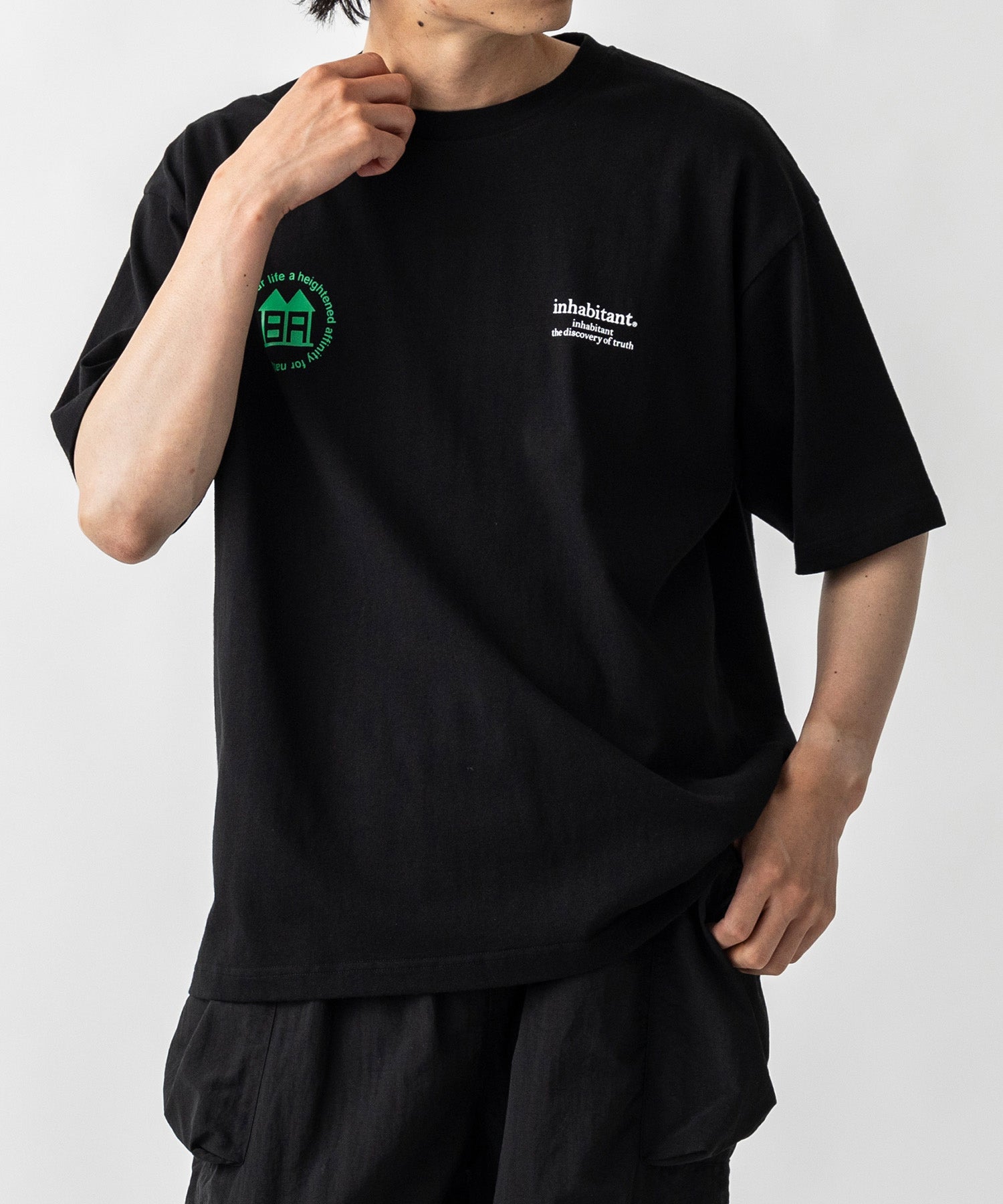 【MENS】ビッグシルエット バックプリント半袖Tシャツ /inhabitant(インハビタント)