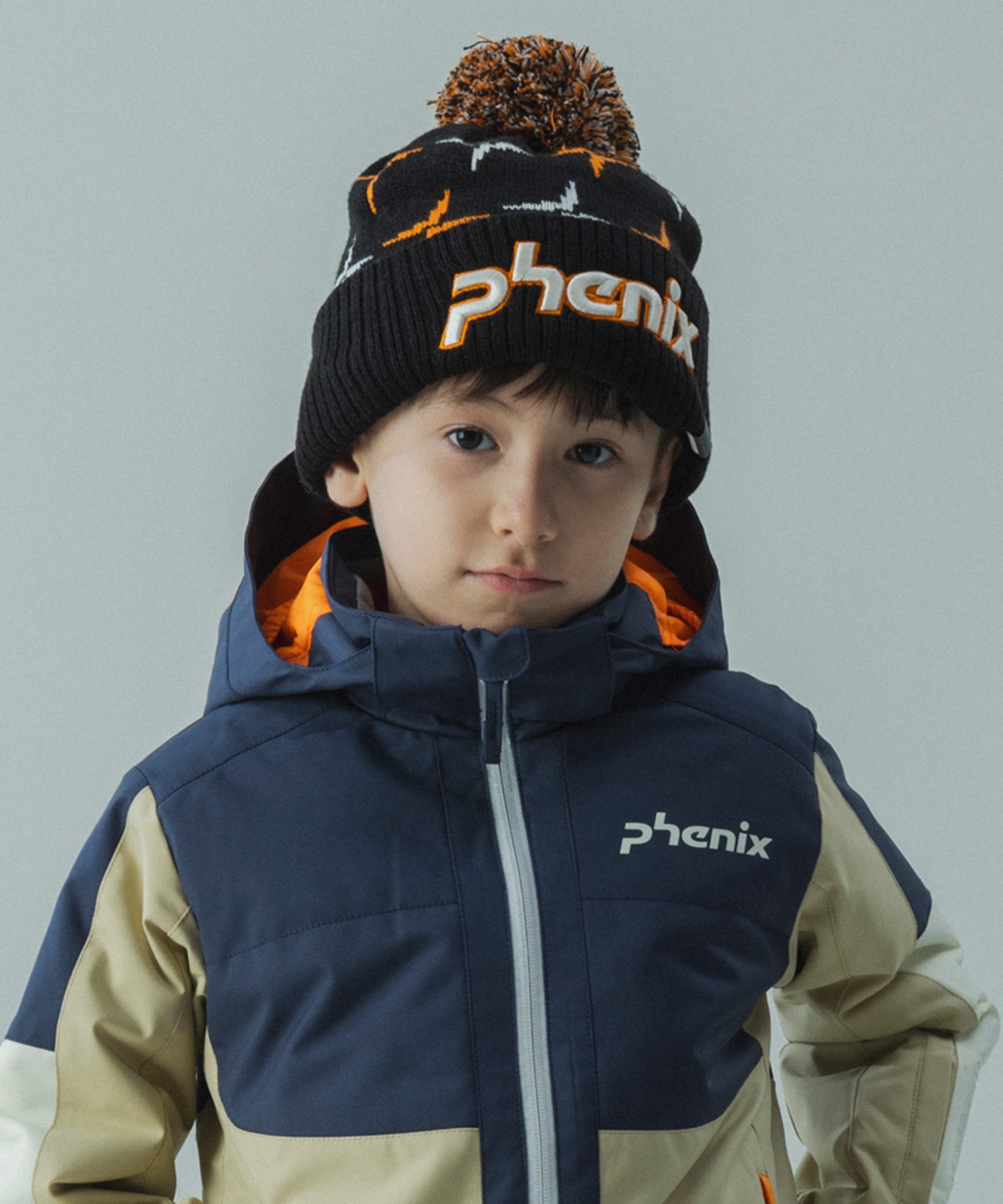 スキーウェア　150cm　キッズ　子供　オレンジ　ベージュ　ニット帽　ゴーグル KIDS/JUNIOR】Cross Pattern Knit Cap / クロスパターンニットキャップ