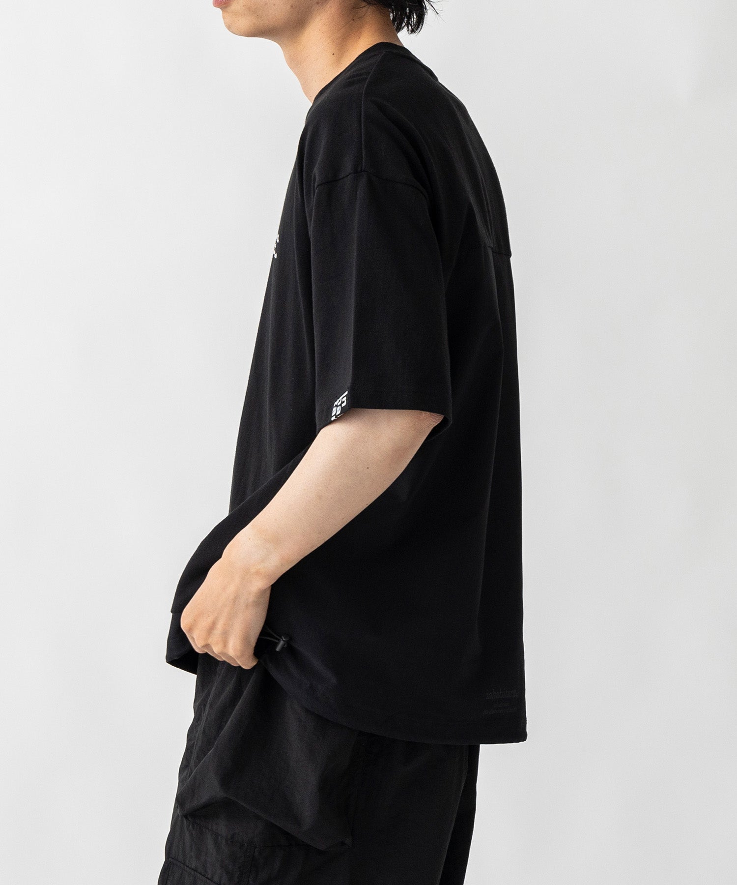 【MENS】ビッグシルエット フロントプリント 切替 半袖ドロストTシャツ /inhabitant(インハビタント)