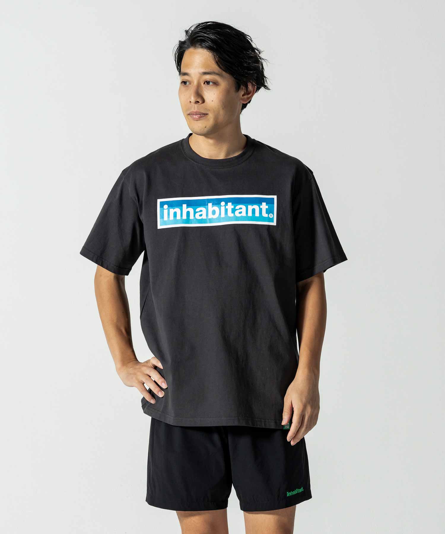 MENS】Logo T-shirts ブルーロゴプリントTシャツ カジュアル 