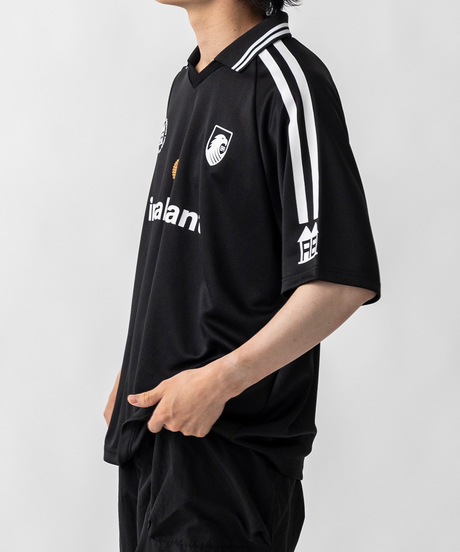 【MENS】ビッグシルエット ユニフォームライク 半袖サッカーTシャツ /inhabitant(インハビタント)