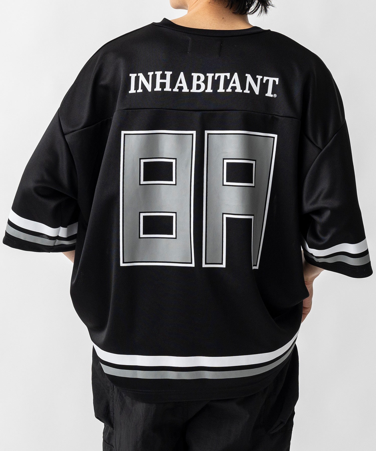 【MENS】ビッグシルエット フロントナンバリングプリント 半袖フットボールTシャツ /inhabitant(インハビタント)