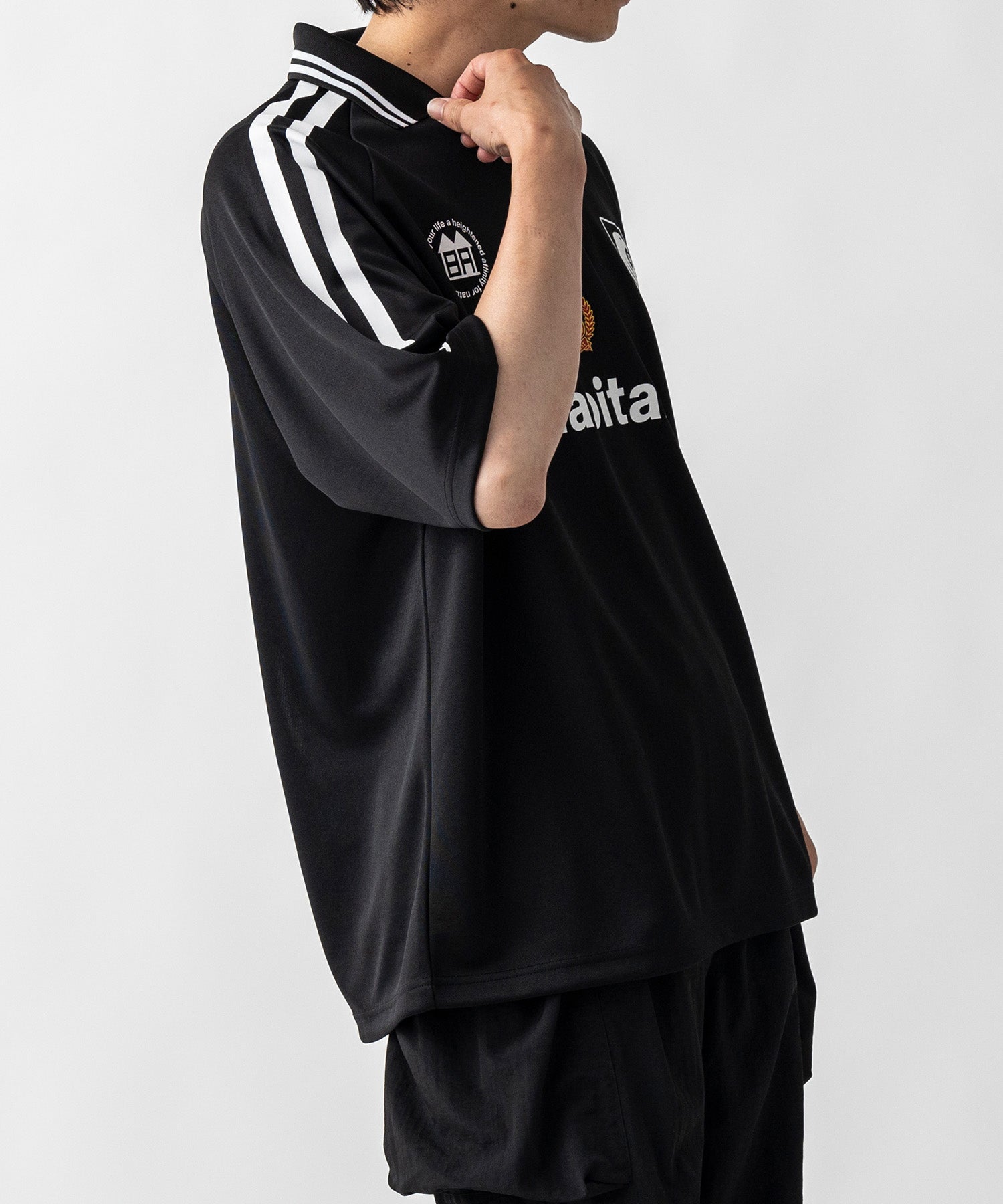 【MENS】ビッグシルエット ユニフォームライク 半袖サッカーTシャツ /inhabitant(インハビタント)