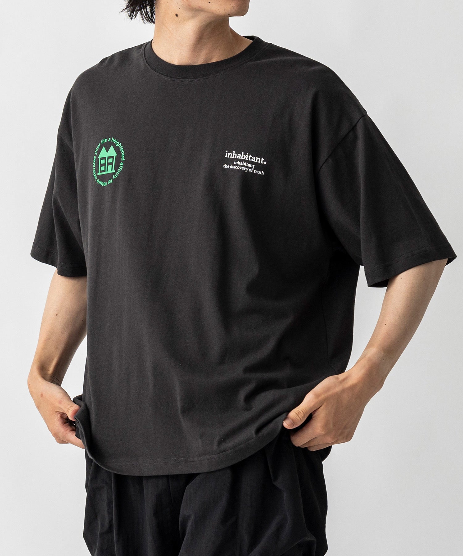 【MENS】ビッグシルエット バックプリント半袖Tシャツ /inhabitant(インハビタント)