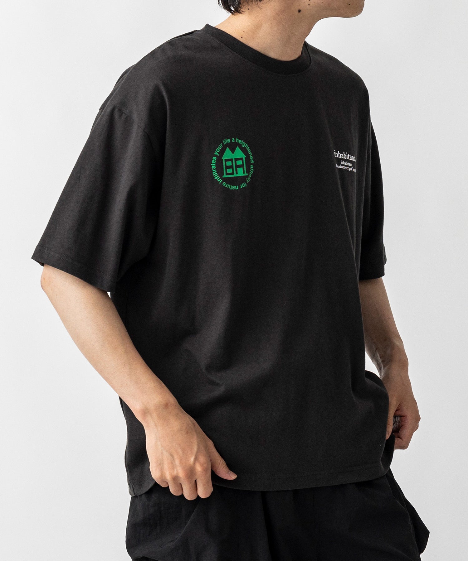 【MENS】ビッグシルエット バックプリント半袖Tシャツ /inhabitant(インハビタント)