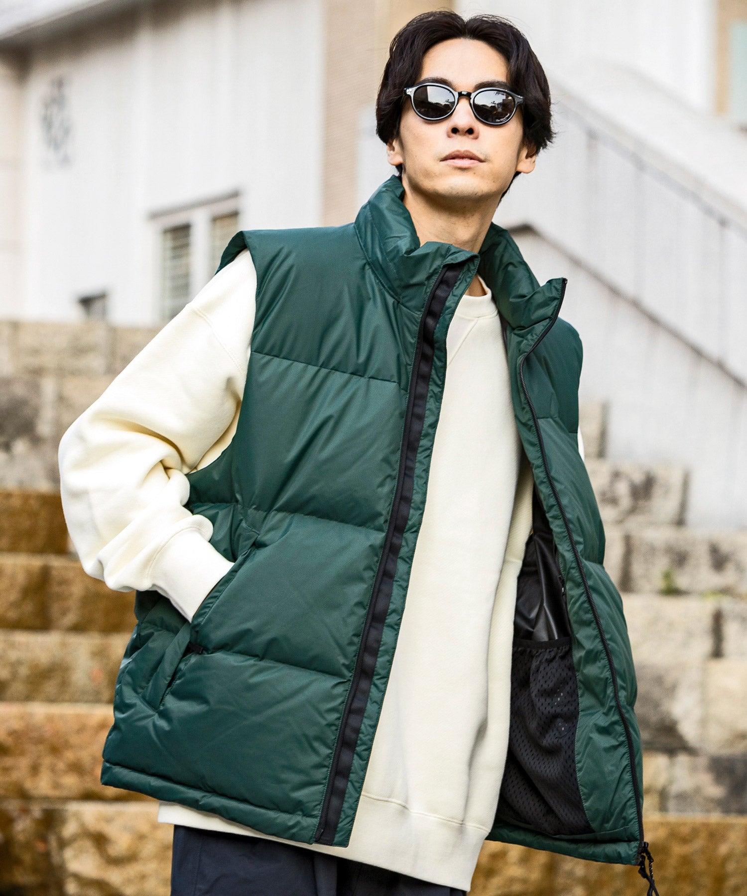 【MENS】QUILTING DOWN VEST キルティング ダウンベスト / WINDSTOPPER(R) プロダクト by GORE TEX LABS +phenix(プラスフェニックス)