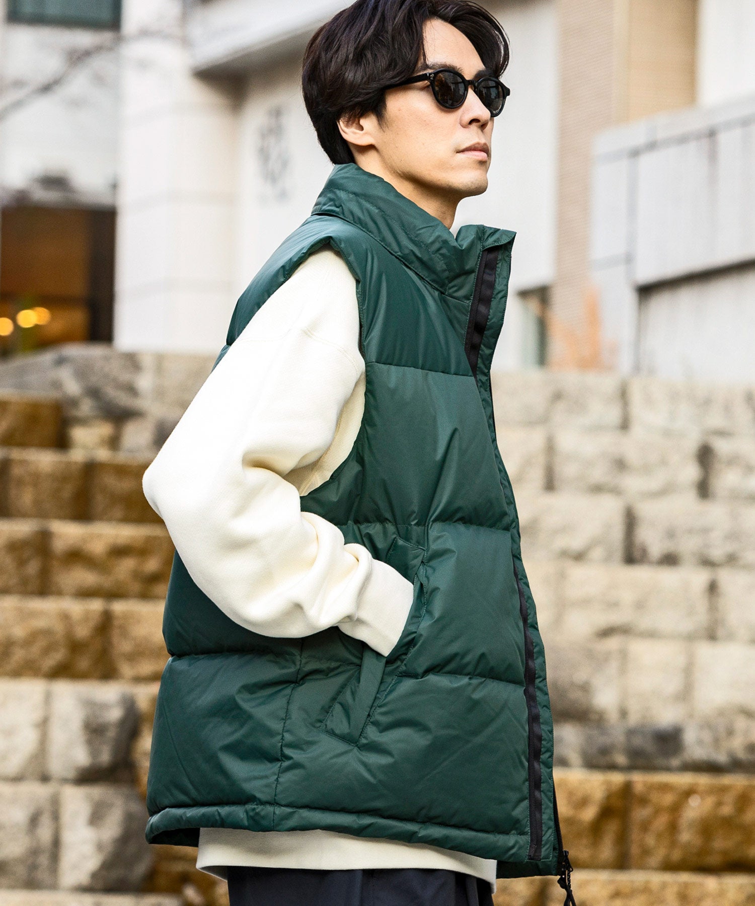 【MENS】QUILTING DOWN VEST キルティング ダウンベスト / WINDSTOPPER(R) プロダクト by GORE TEX LABS +phenix(プラスフェニックス)