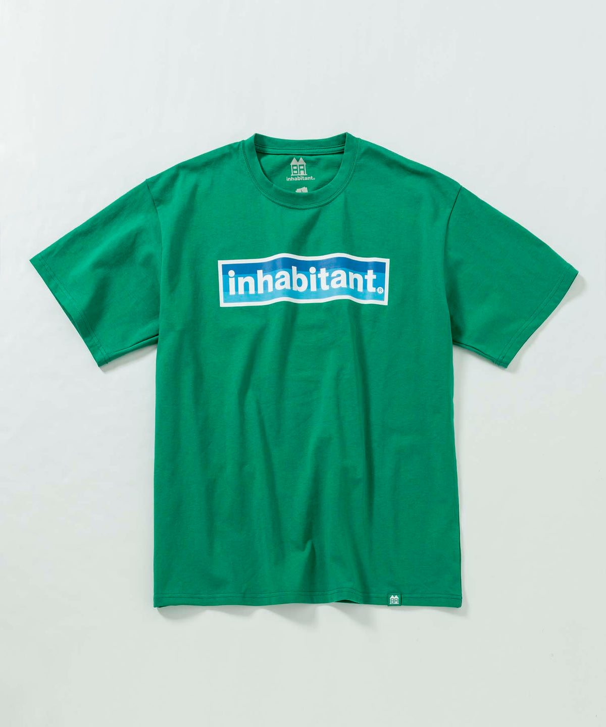 【MENS】Logo T-shirts ブルーロゴプリントTシャツ カジュアルファッション サーフィン レジャー スケートボード inhabitant(インハビタント)