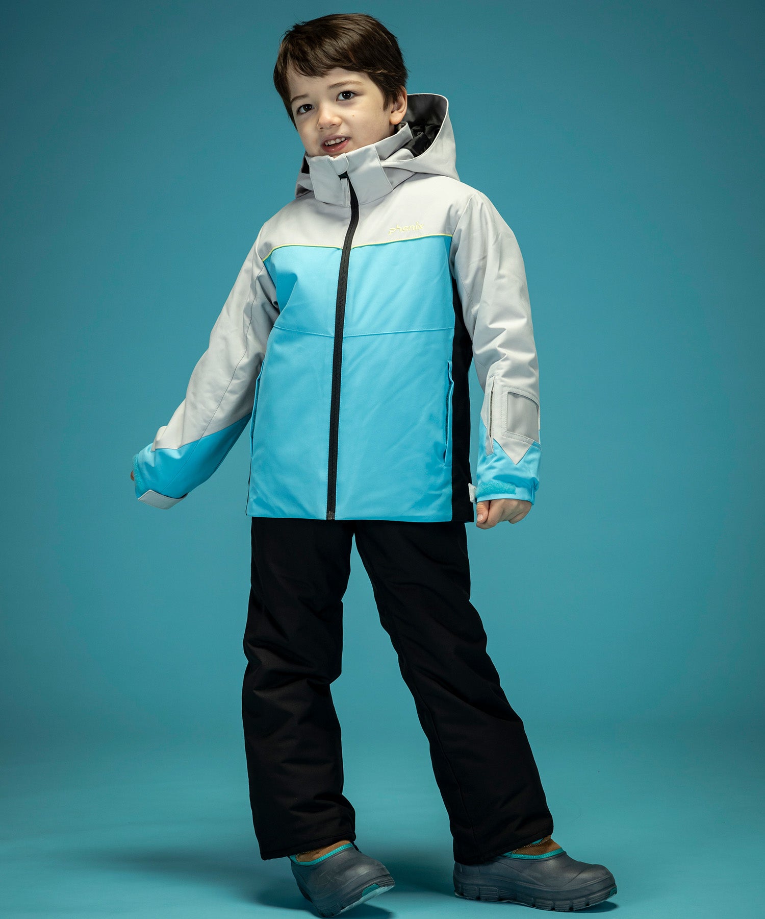 【KIDS/JUNIOR】Color Blocking Junior Two-piece ストレートラインスリーブスジュニアツーピース / JUNIOR / 子供用スキーウェア アウター上下セット / 最大20cmサイズ調整可能 /phenixスキーウェア 24AW