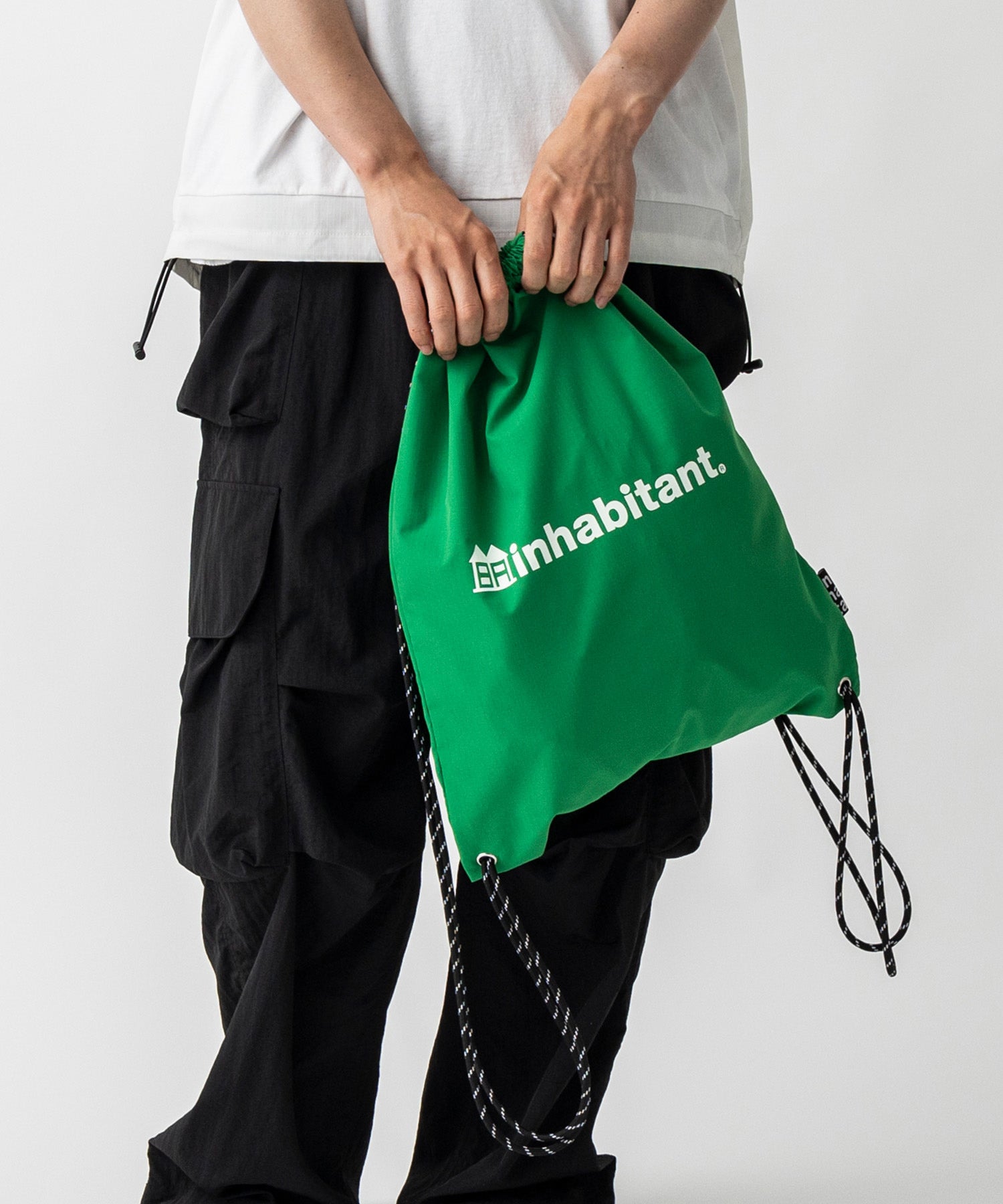 【MENS】ワンポイント ブランドロゴプリント ベーシック ナップザック /inhabitant(インハビタント)