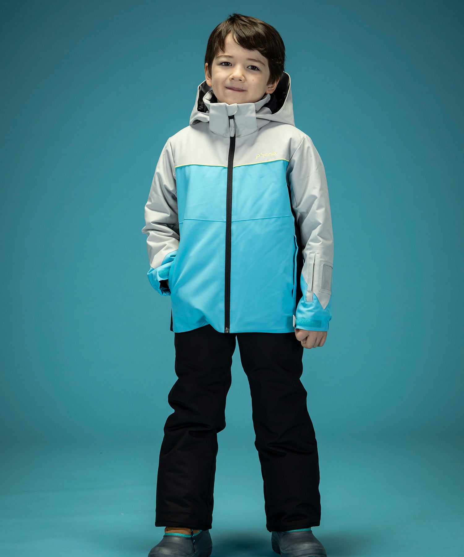 【KIDS/JUNIOR】Color Blocking Junior Two-piece ストレートラインスリーブスジュニアツーピース / JUNIOR / 子供用スキーウェア アウター上下セット / 最大20cmサイズ調整可能 /phenixスキーウェア 24AW