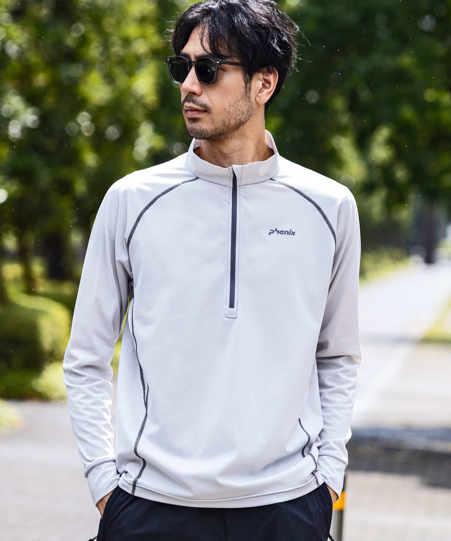 【MENS】HALF ZIP LONG SLEEVE T-SHIRTS ハーフジップ長袖Tシャツ / 速乾 ストレッチ 快適 抗菌 防臭 /phenix outdoor(フェニックスアウトドア)