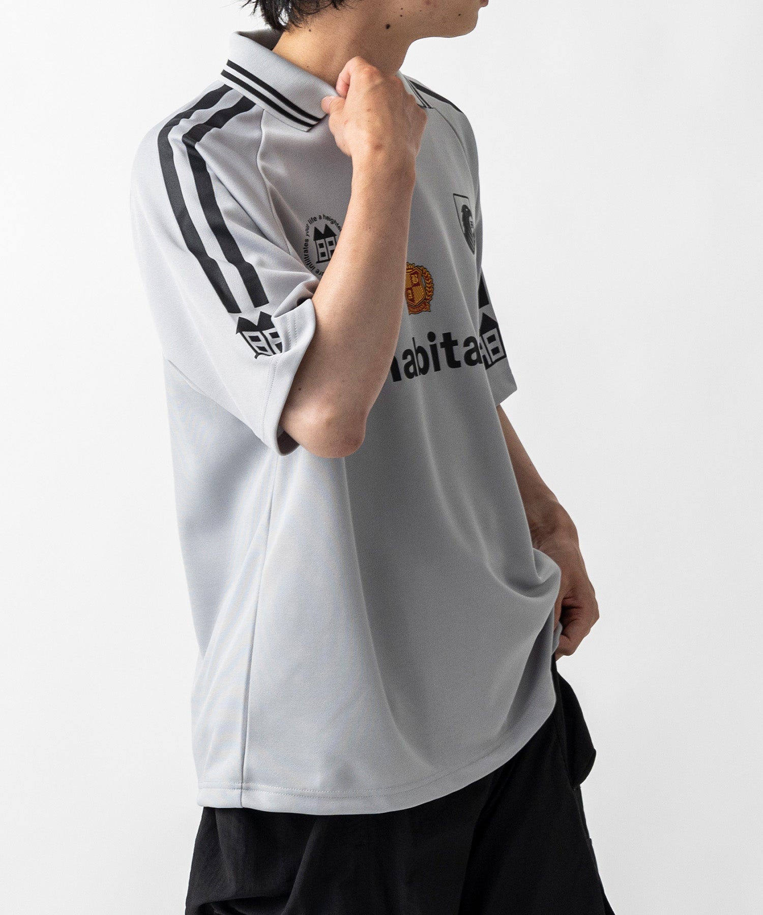 【MENS】ビッグシルエット ユニフォームライク 半袖サッカーTシャツ /inhabitant(インハビタント)