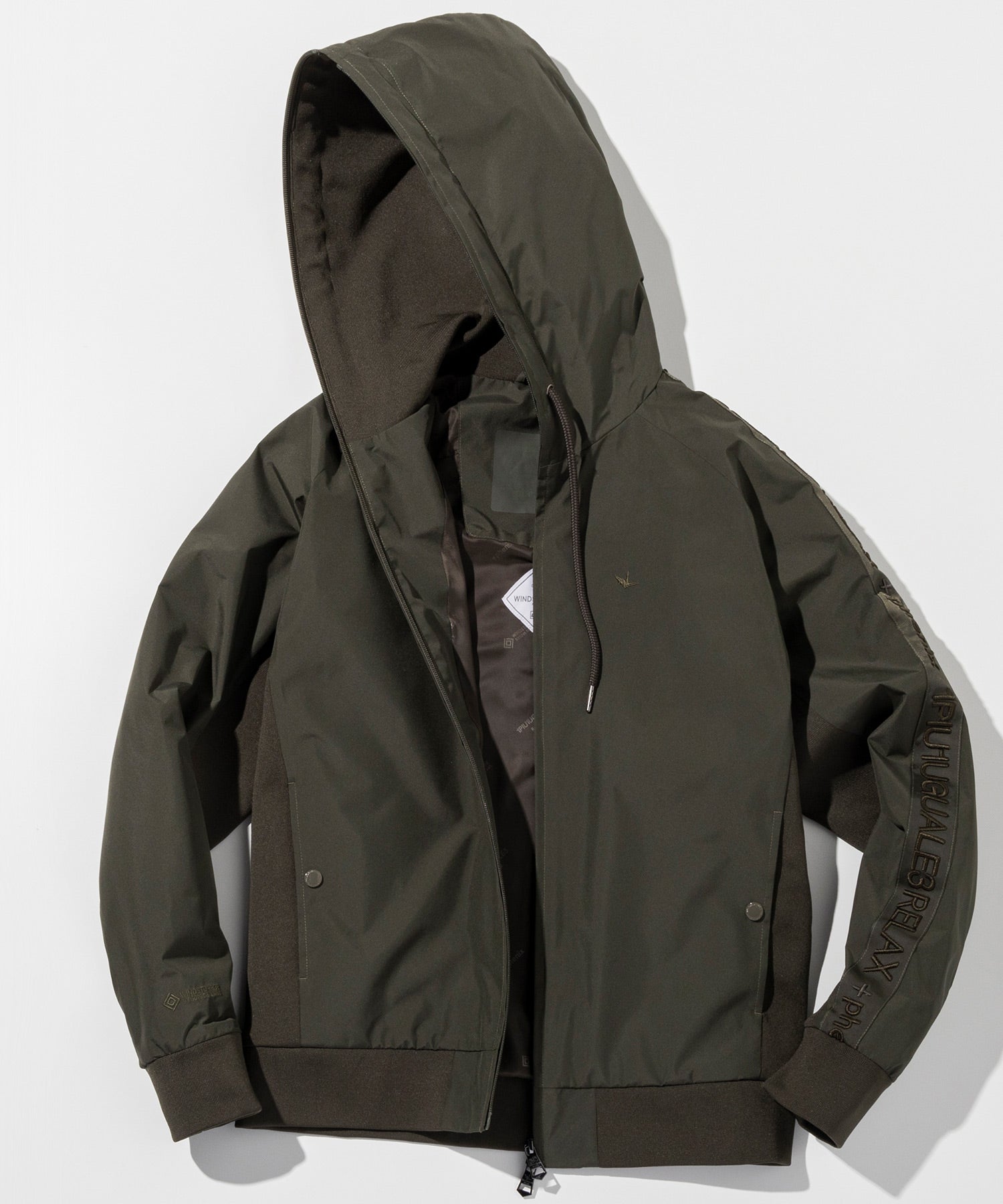 【MENS】GTX SLEEVE LOGO LINE HOODIE スリーブロゴラインフーディー / WINDSTOPPER(R) プロダクト by GORE-TEX LABS /ウィンドストッパー/ゴアテックス/1PIU1UGUALE3 RELAX × +phenix(ウノピゥウノウグァーレトレ リラックス)