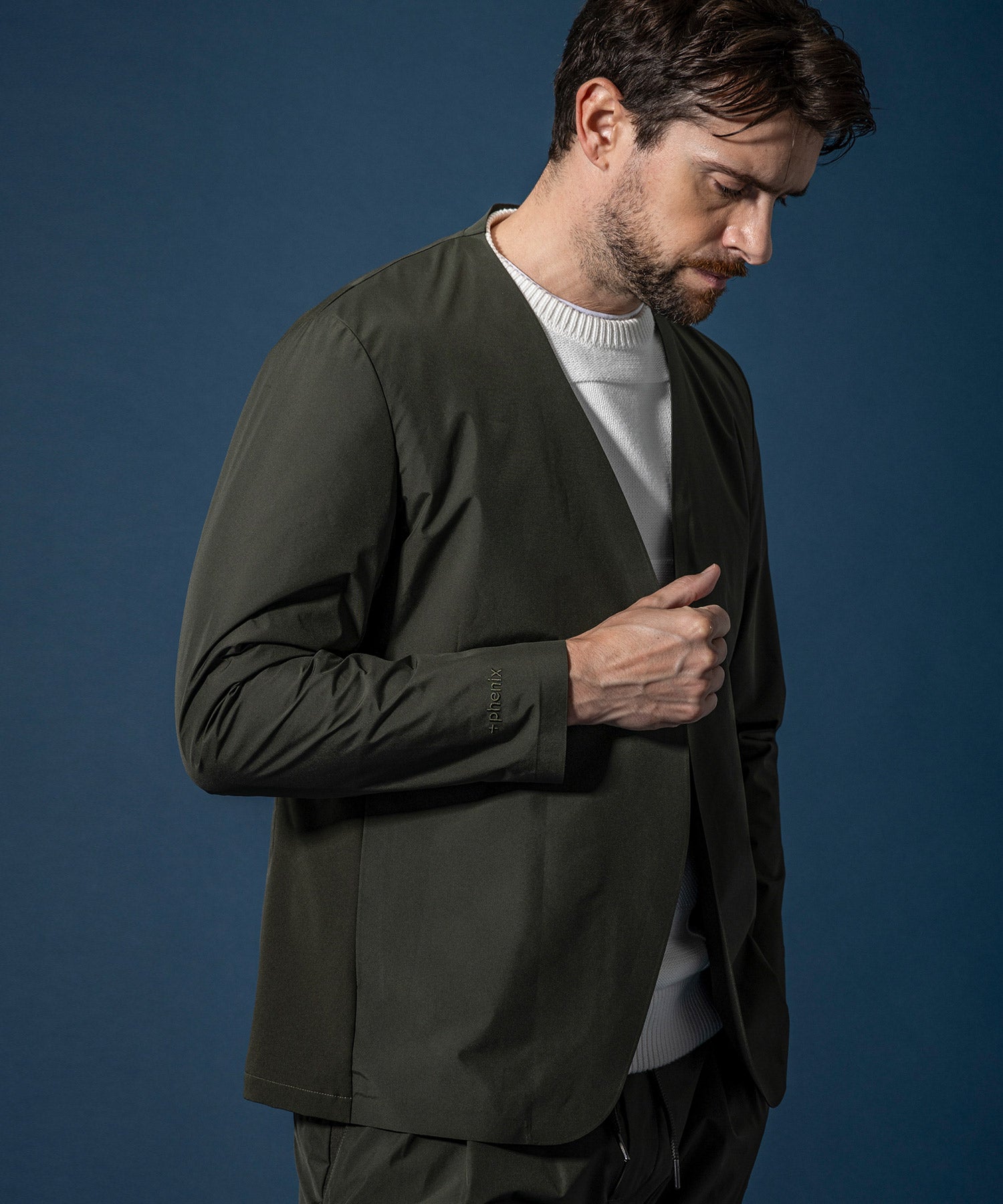 【MENS】GTX NO COLLAR JACKET ノーカラージャケット / WINDSTOPPER(R) プロダクト by GORE-TEX LABS /ウィンドストッパー/ゴアテックス/1PIU1UGUALE3 RELAX × +phenix(ウノピゥウノウグァーレトレ リラックス)