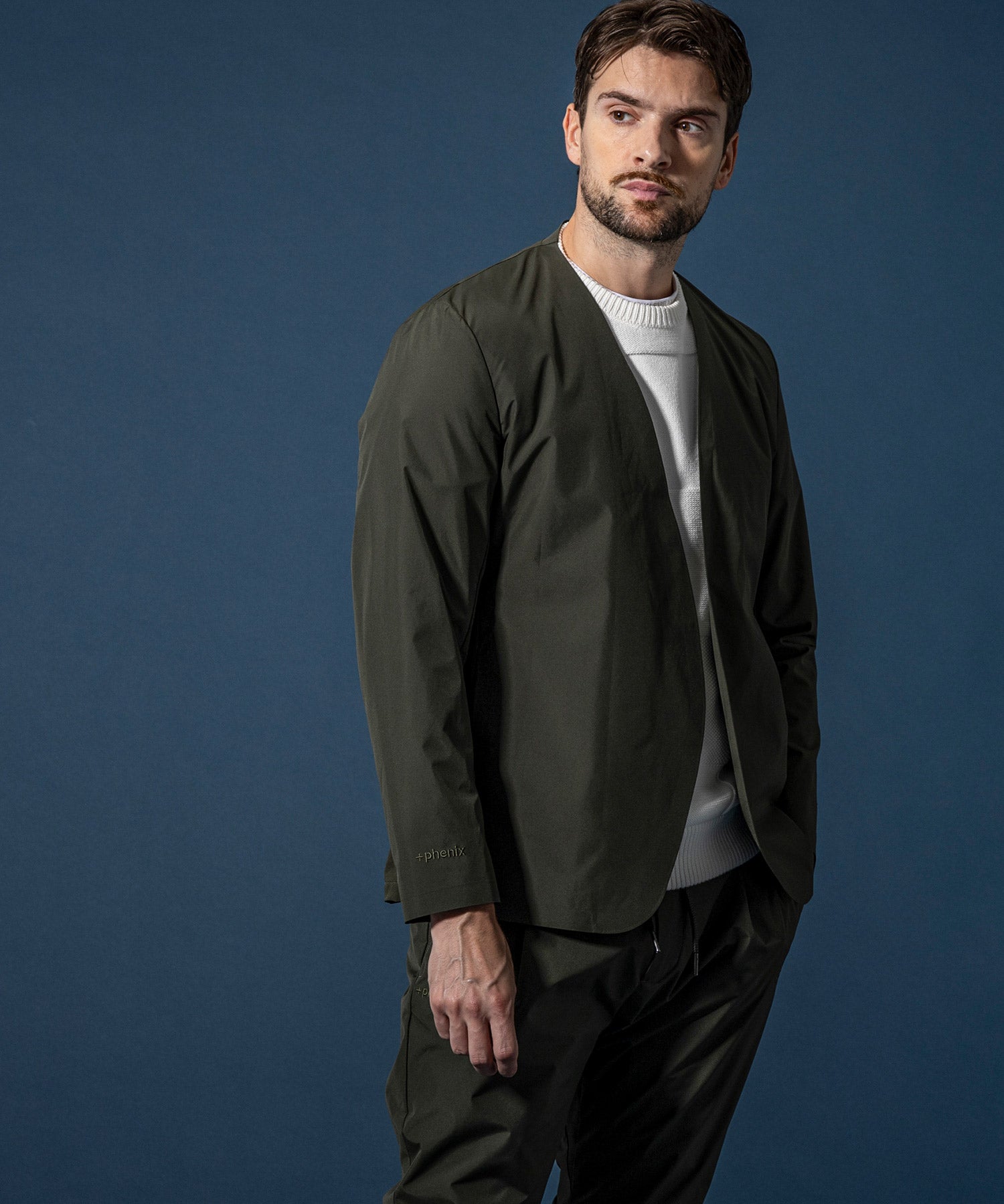 【MENS】GTX NO COLLAR JACKET ノーカラージャケット / WINDSTOPPER(R) プロダクト by GORE-TEX LABS /ウィンドストッパー/ゴアテックス/1PIU1UGUALE3 RELAX × +phenix(ウノピゥウノウグァーレトレ リラックス)