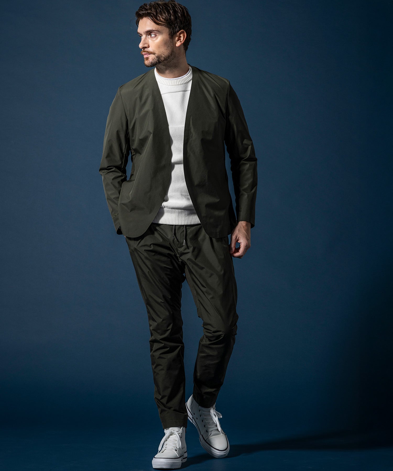 【MENS】GTX NO COLLAR JACKET ノーカラージャケット / WINDSTOPPER(R) プロダクト by GORE-TEX LABS /ウィンドストッパー/ゴアテックス/1PIU1UGUALE3 RELAX × +phenix(ウノピゥウノウグァーレトレ リラックス)