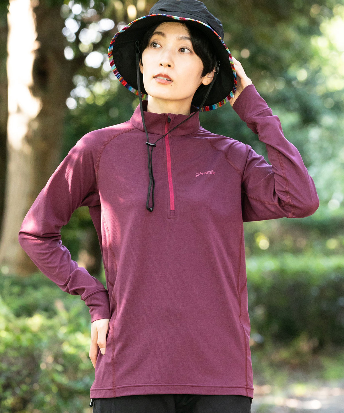 【WOMENS】HALF ZIP LONG SLEEVE T-SHIRTS ハーフジップ長袖Tシャツ / 速乾 ストレッチ 快適 抗菌 防臭 /phenix outdoor(フェニックスアウトドア)