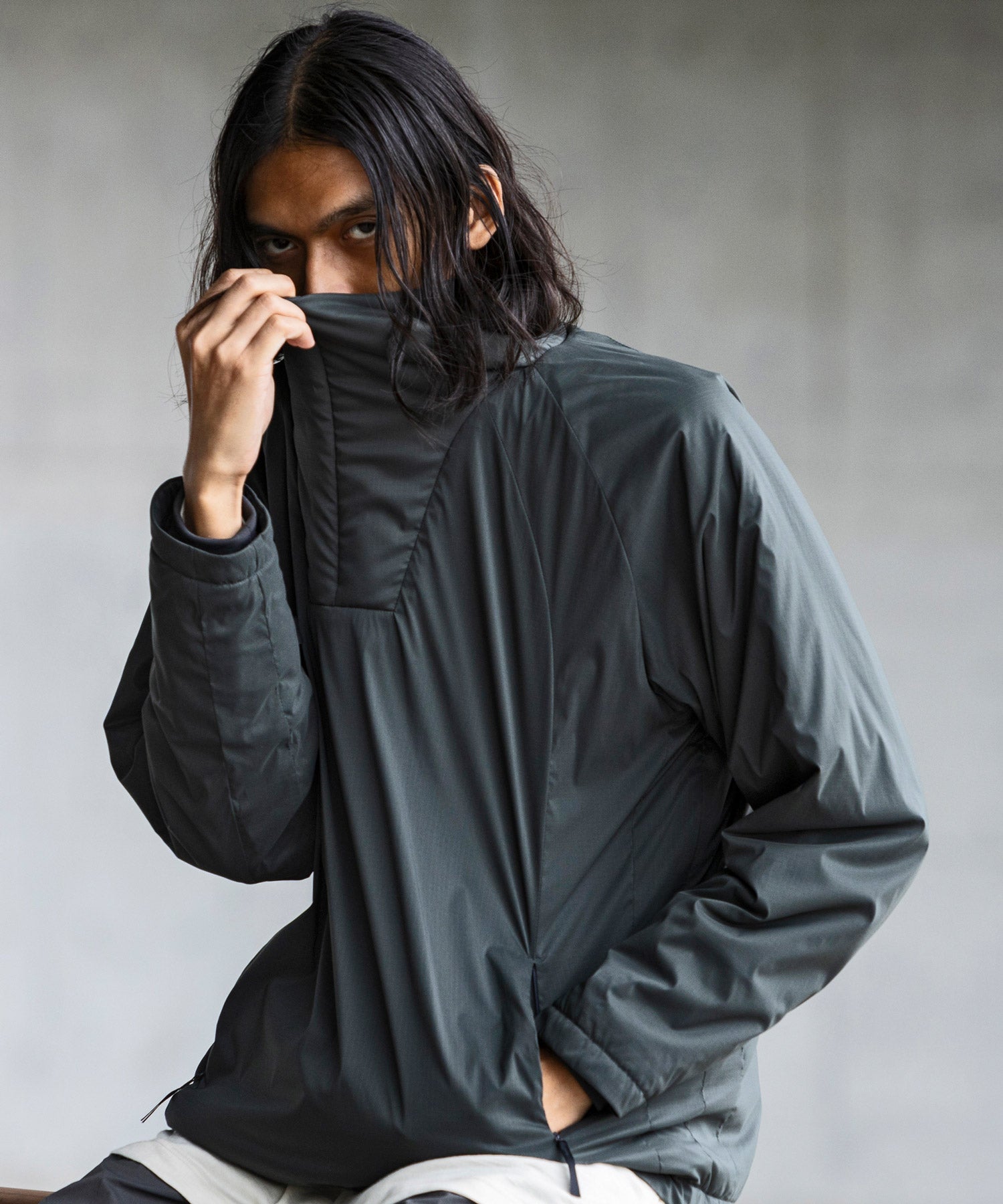 MENS】ハーフジップロングスリーブ・アウター 中綿ジャケット Insuluted air half zip / PERTEX doubl