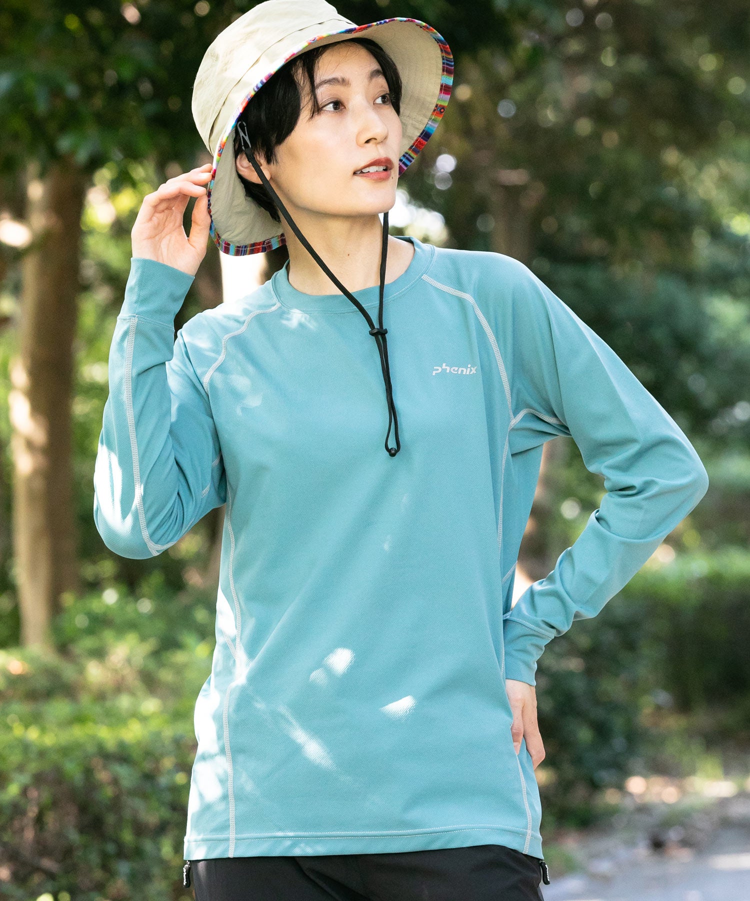 【WOMENS】CREW NECK LONG SLEEVE T-SHIRTS クルーネック長袖Tシャツ / 速乾 ストレッチ 快適 抗菌 防臭 /phenix outdoor(フェニックスアウトドア)