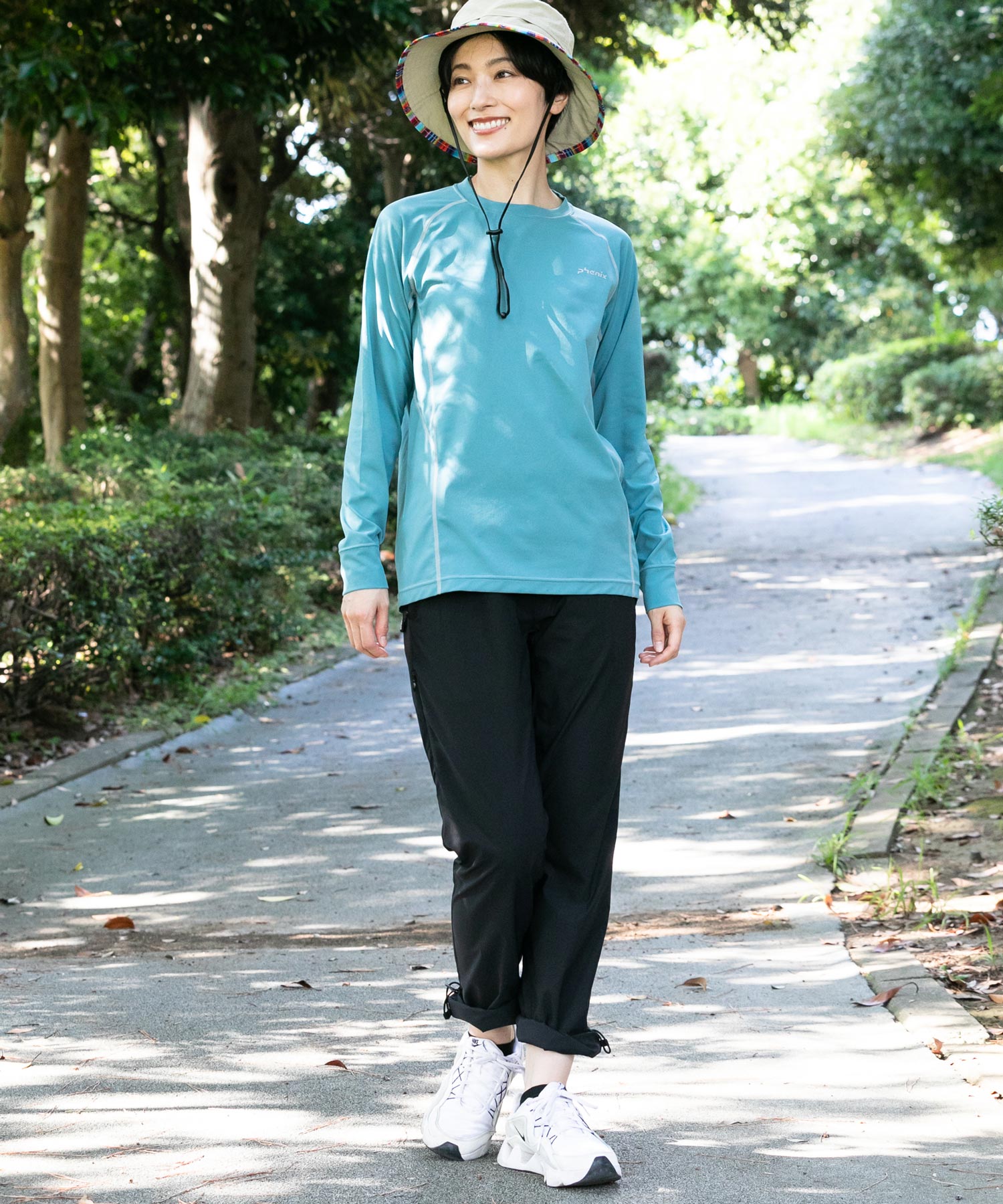 【WOMENS】CREW NECK LONG SLEEVE T-SHIRTS クルーネック長袖Tシャツ / 速乾 ストレッチ 快適 抗菌 防臭 /phenix outdoor(フェニックスアウトドア)