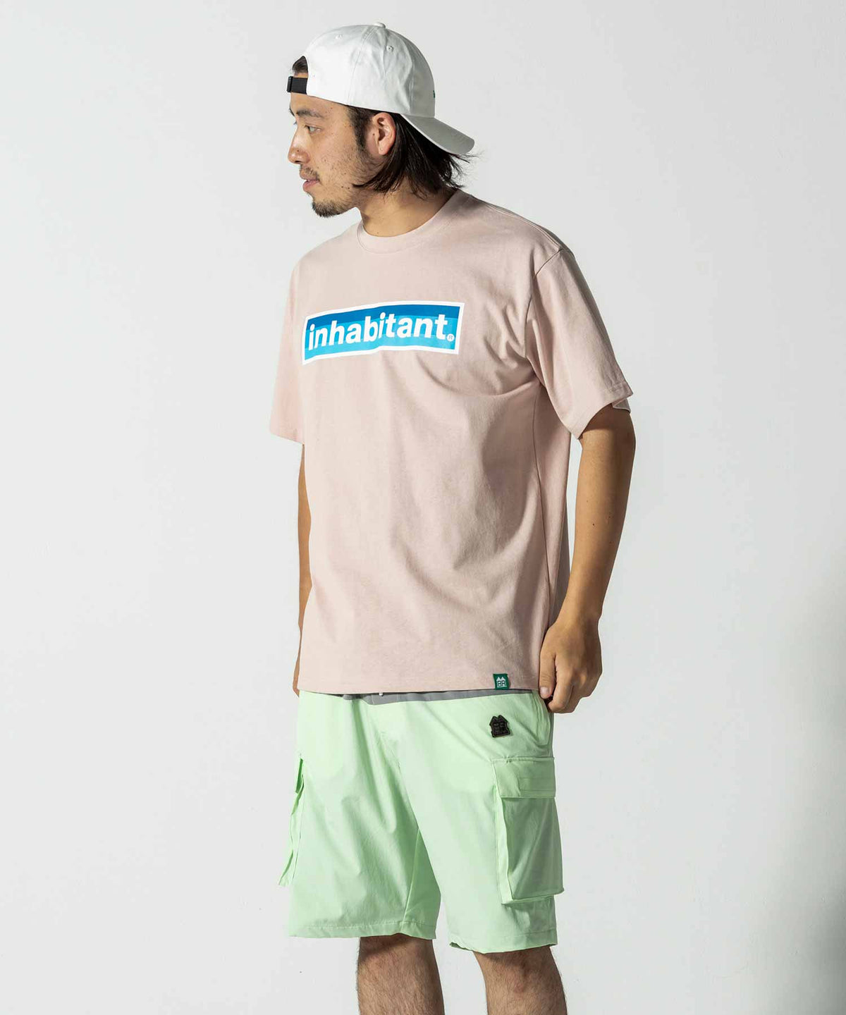 【MENS】Logo T-shirts ブルーロゴプリントTシャツ カジュアルファッション サーフィン レジャー スケートボード inhabitant(インハビタント)