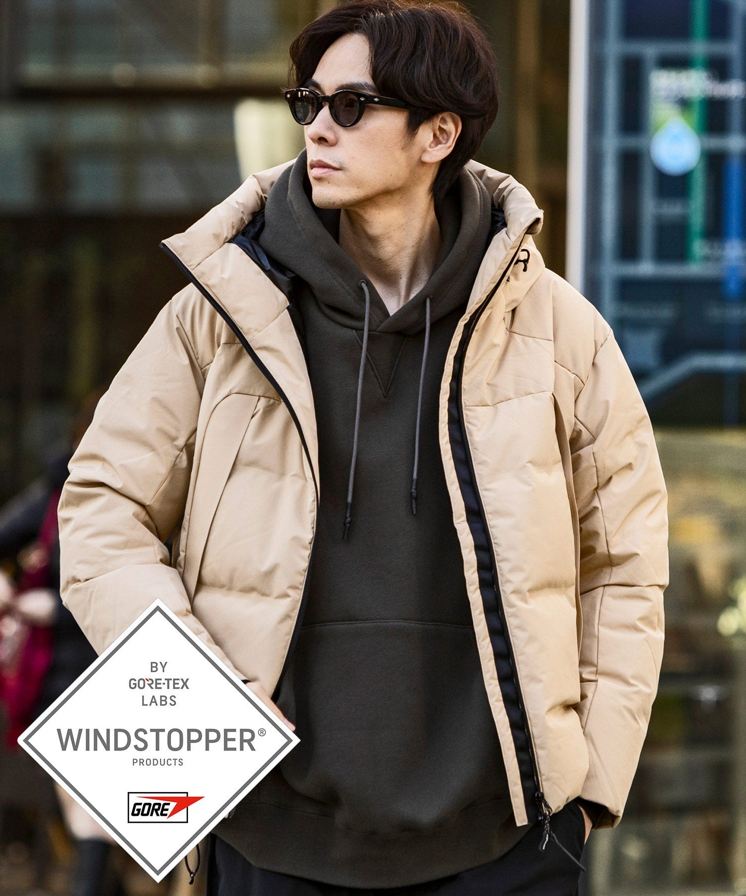 【MENS】FUSED QUILTING DOWN JACKET ヒューズド キルティング ダウンジャケット ウィンドストッパー / WINDSTOPPER(R) プロダクト by GORE TEX LABS +phenix(プラスフェニックス)