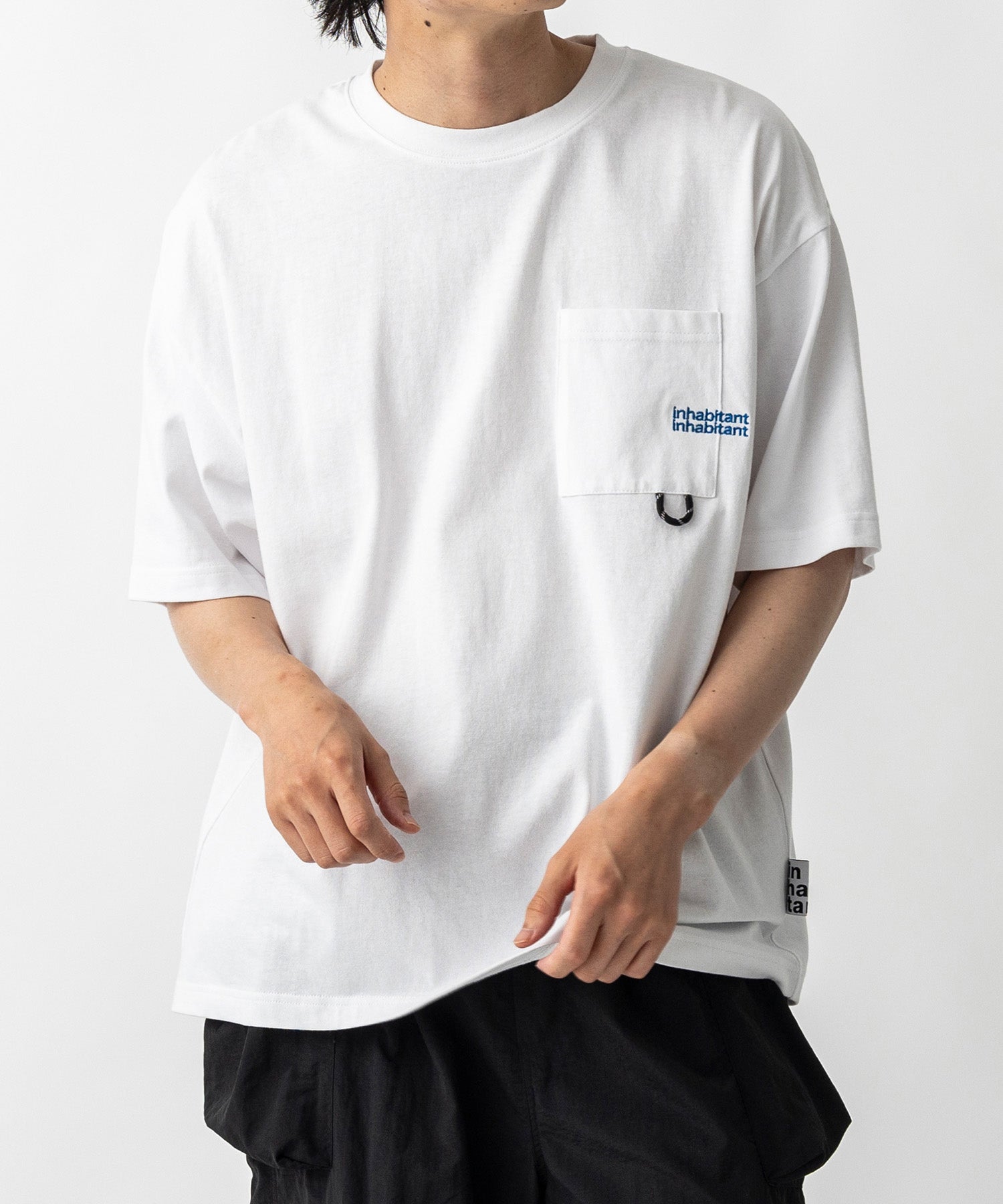【MENS】ビッグシルエット ワンポイント刺繍 ポケット 半袖Tシャツ /inhabitant(インハビタント)
