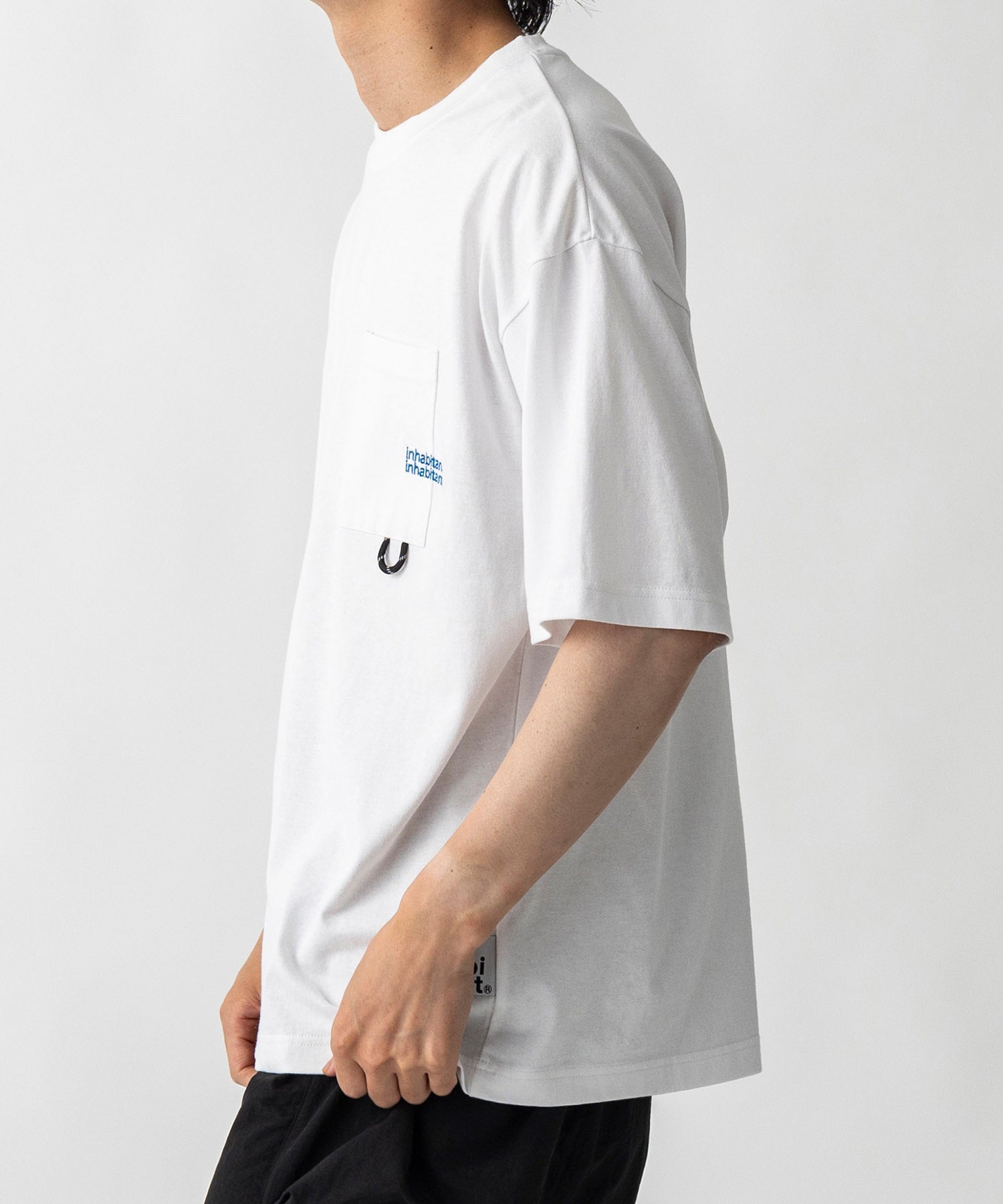 【MENS】ビッグシルエット ワンポイント刺繍 ポケット 半袖Tシャツ /inhabitant(インハビタント)