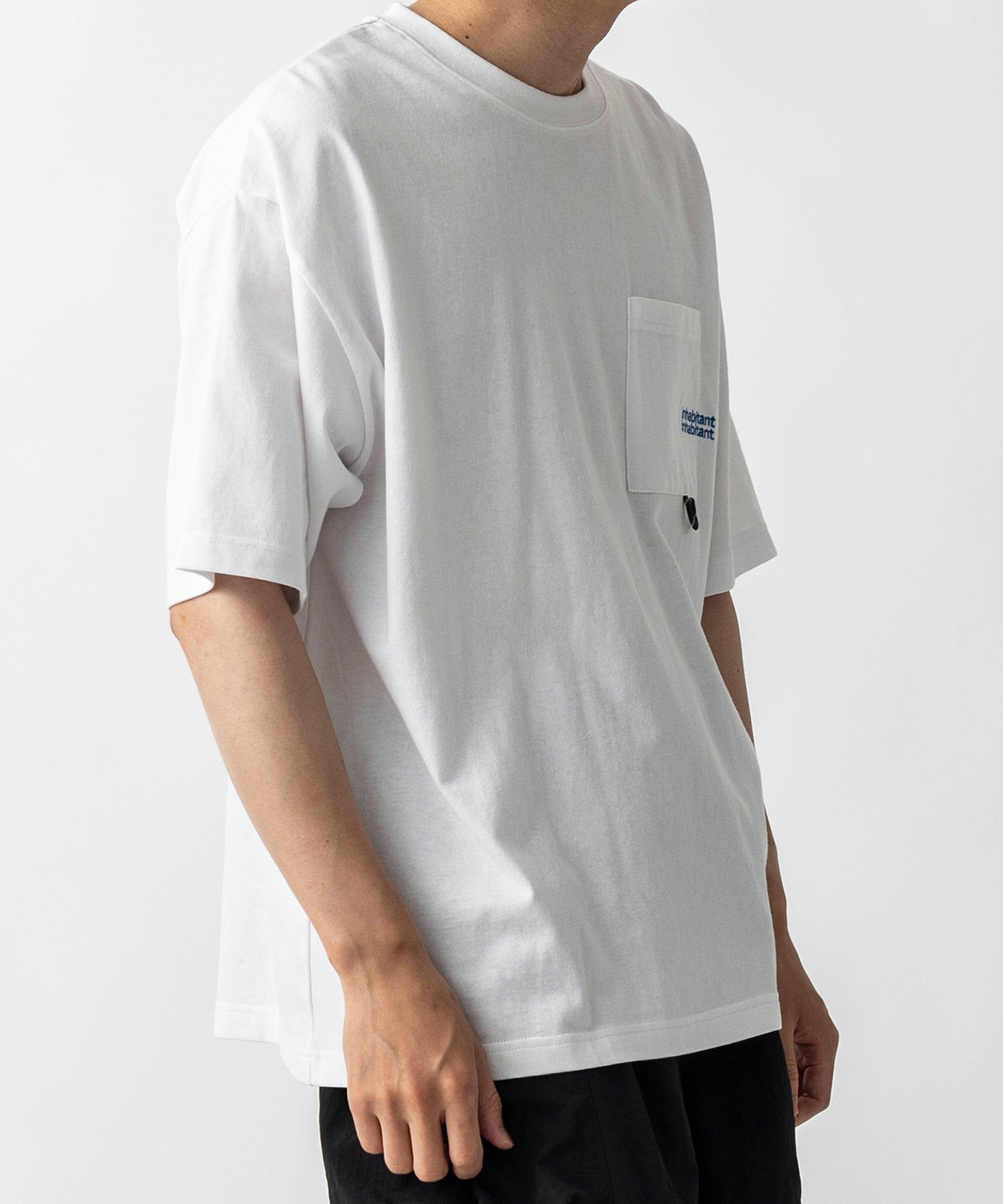 【MENS】ビッグシルエット ワンポイント刺繍 ポケット 半袖Tシャツ /inhabitant(インハビタント)