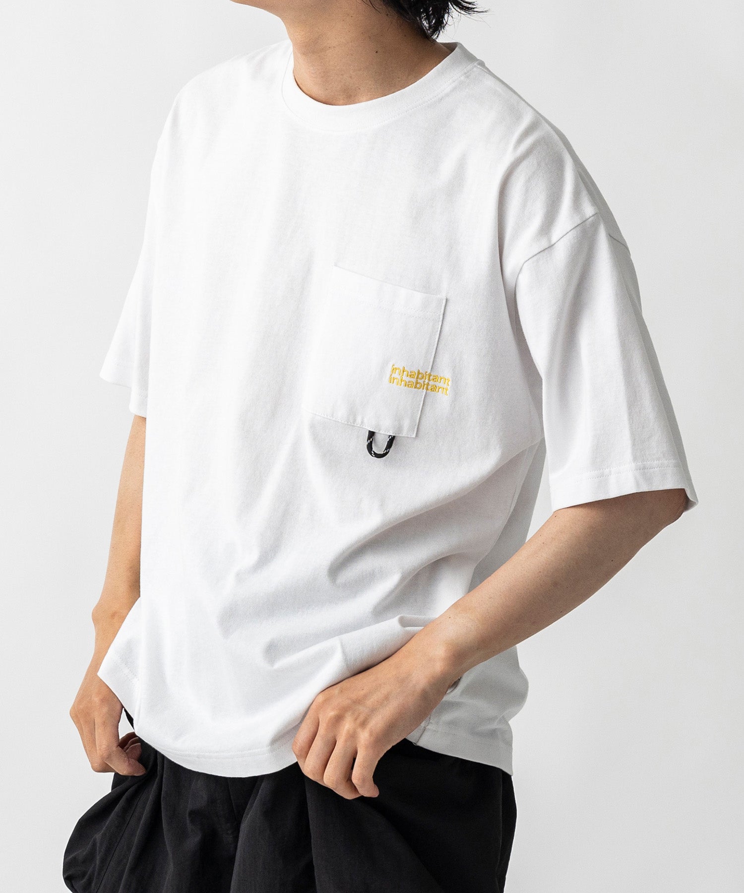 【MENS】ビッグシルエット ワンポイント刺繍 ポケット 半袖Tシャツ /inhabitant(インハビタント)