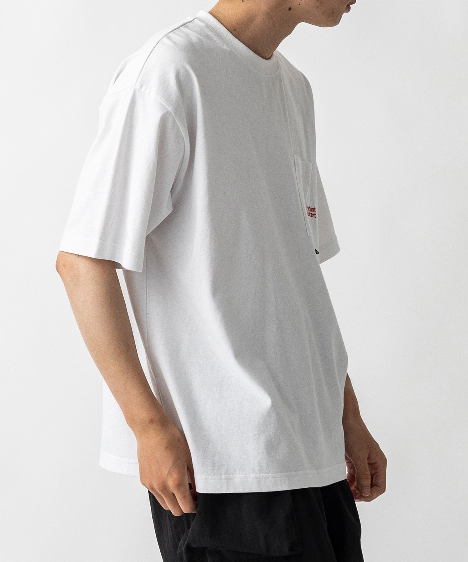 【MENS】ビッグシルエット ワンポイント刺繍 ポケット 半袖Tシャツ /inhabitant(インハビタント)