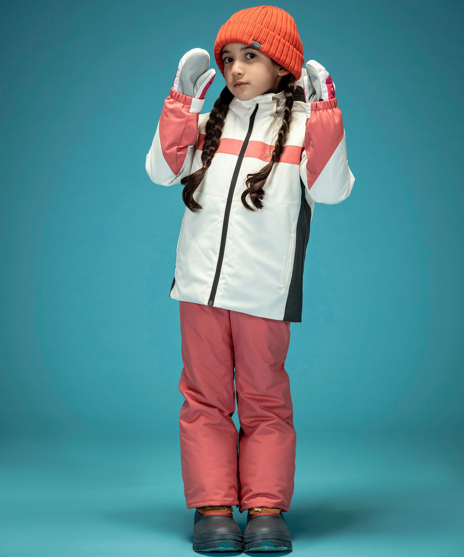 KIDS/JUNIOR] Curve Line Sleeves Junior Two-Piece Skiwear Set for Kids