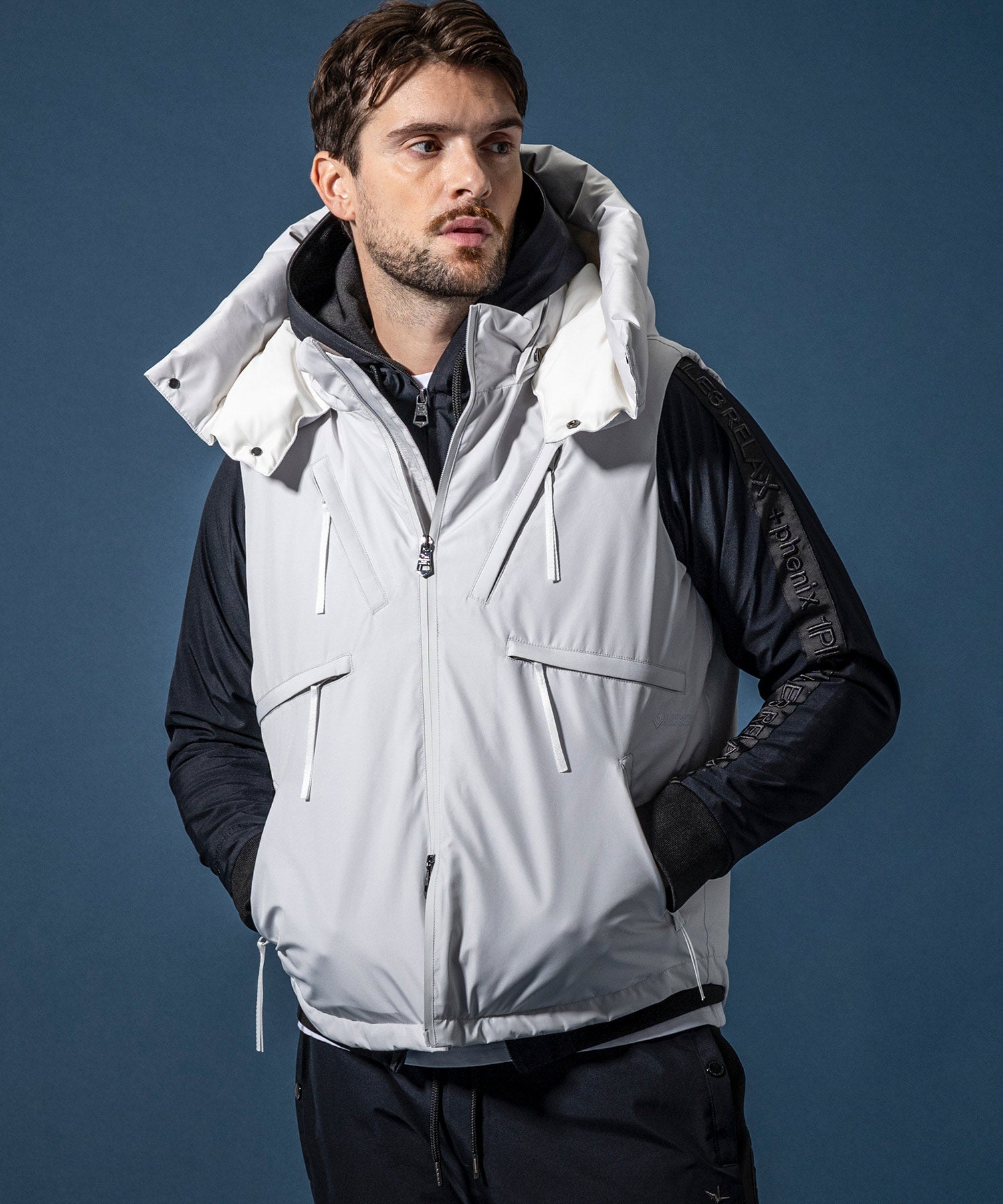 【MENS】GTX DOWN VEST ダウンベスト / WINDSTOPPER(R) プロダクト by GORE-TEX LABS /ウィンドストッパー/ゴアテックス/1PIU1UGUALE3 RELAX × +phenix(ウノピゥウノウグァーレトレ リラックス)
