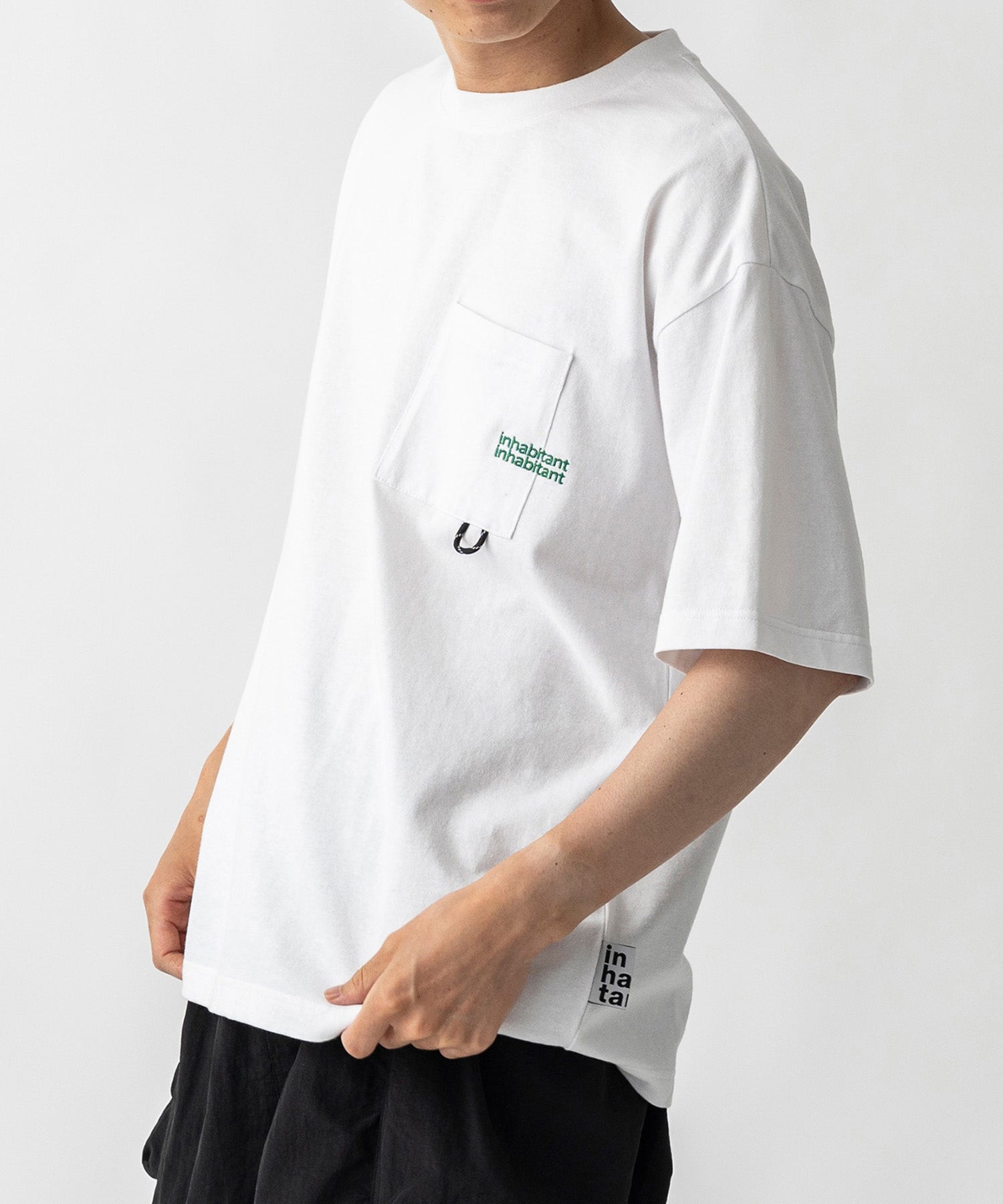 【MENS】ビッグシルエット ワンポイント刺繍 ポケット 半袖Tシャツ /inhabitant(インハビタント)